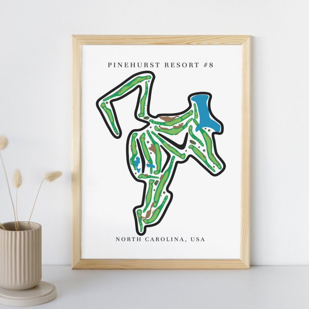 Pinehurst Resort #8 Golf Course Prints, North Carolina, Golf Map Artwork