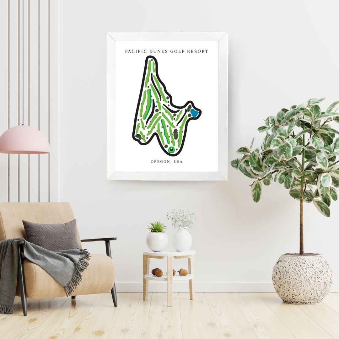 Pacific Dunes Golf Resort Golf Course Prints, Oregon, Golf Map Artwork