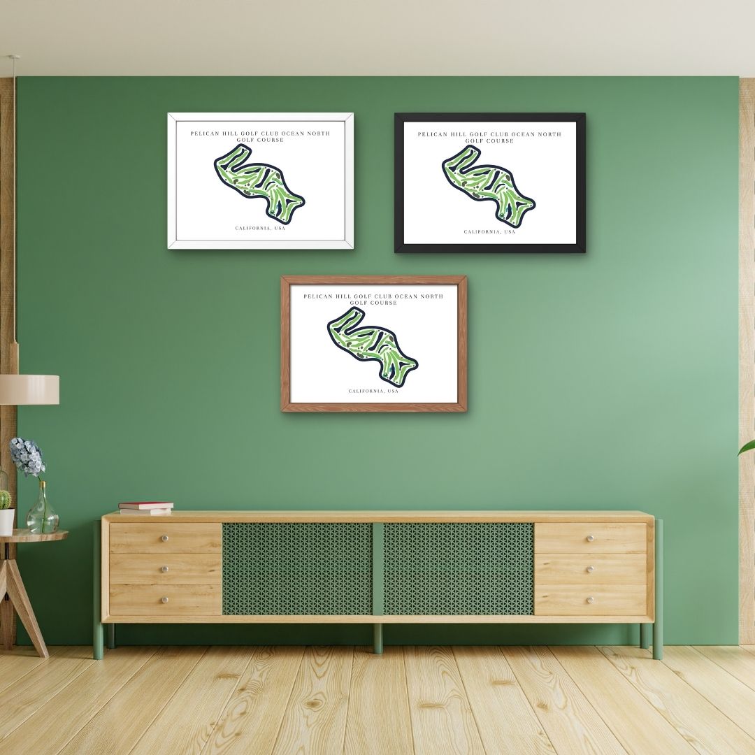 Pelican Hill Golf Club Ocean North Golf Course Prints, California, Golf Map Artwork