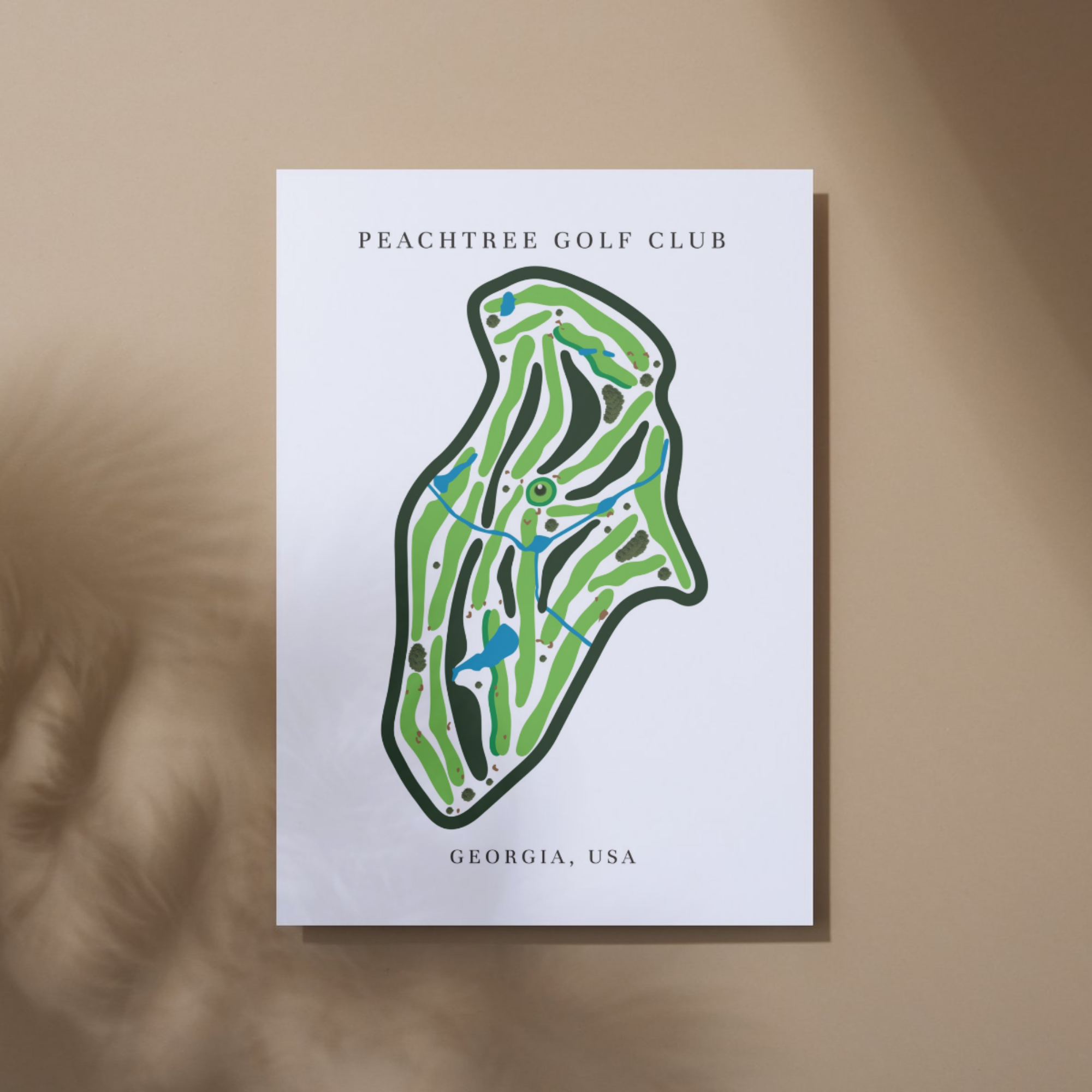 Peachtree Golf Club Golf Course Prints, Georgia, Golf Map Artwork