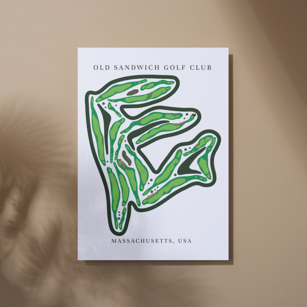 Old Sandwich Golf Club Golf Course Prints, Massachusetts, Golf Map Artwork