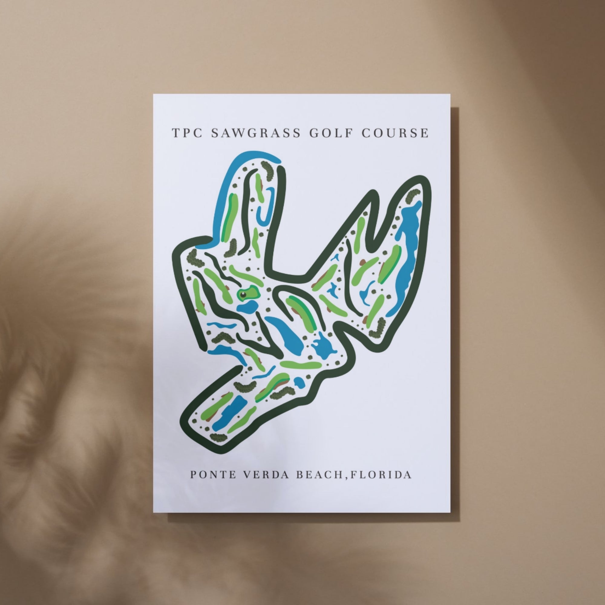 TPC Sawgrass Golf Course Print, Florida, Golf Map Artworks
