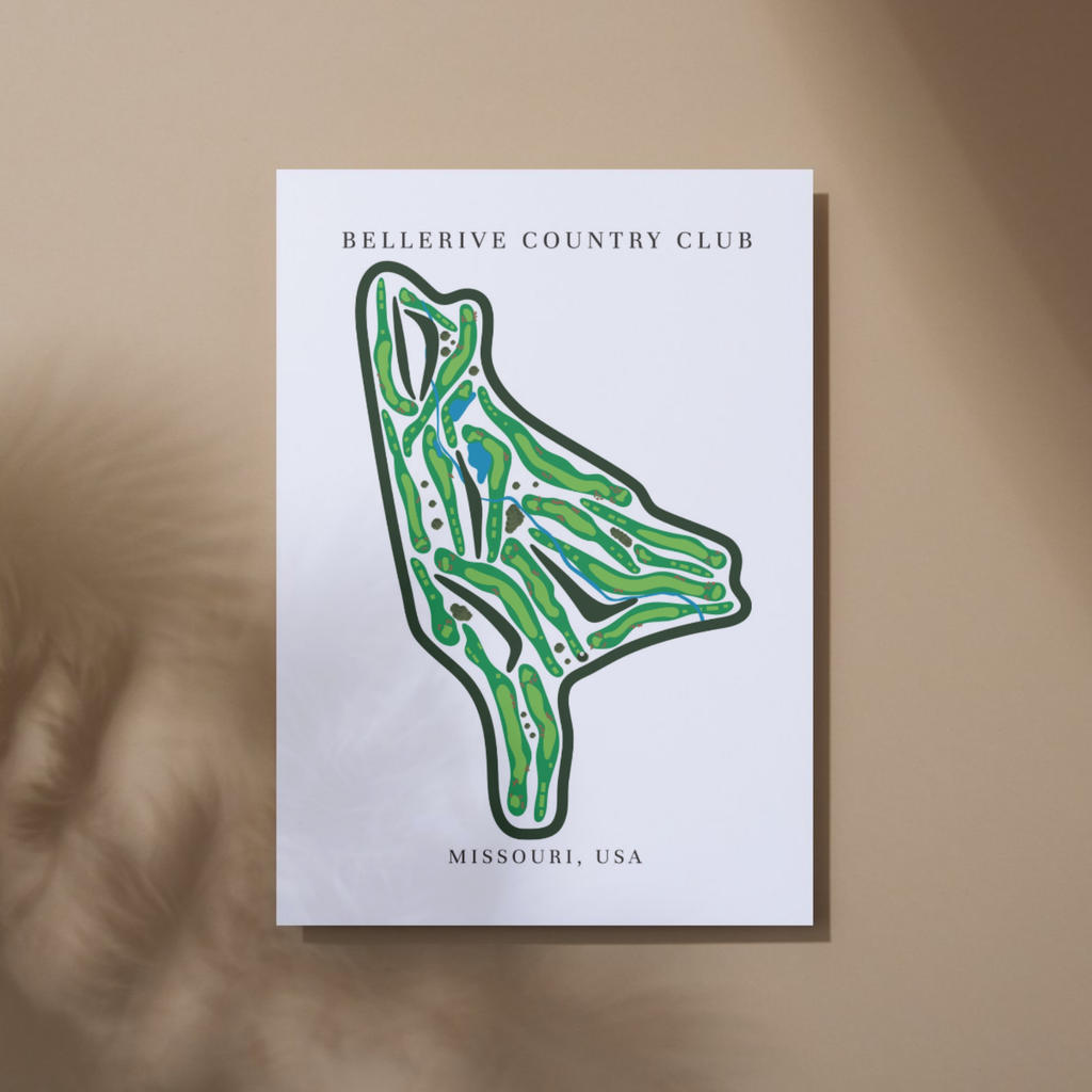 Bellerive Country Club Golf Course Prints, Missouri, Golf Map Artwork