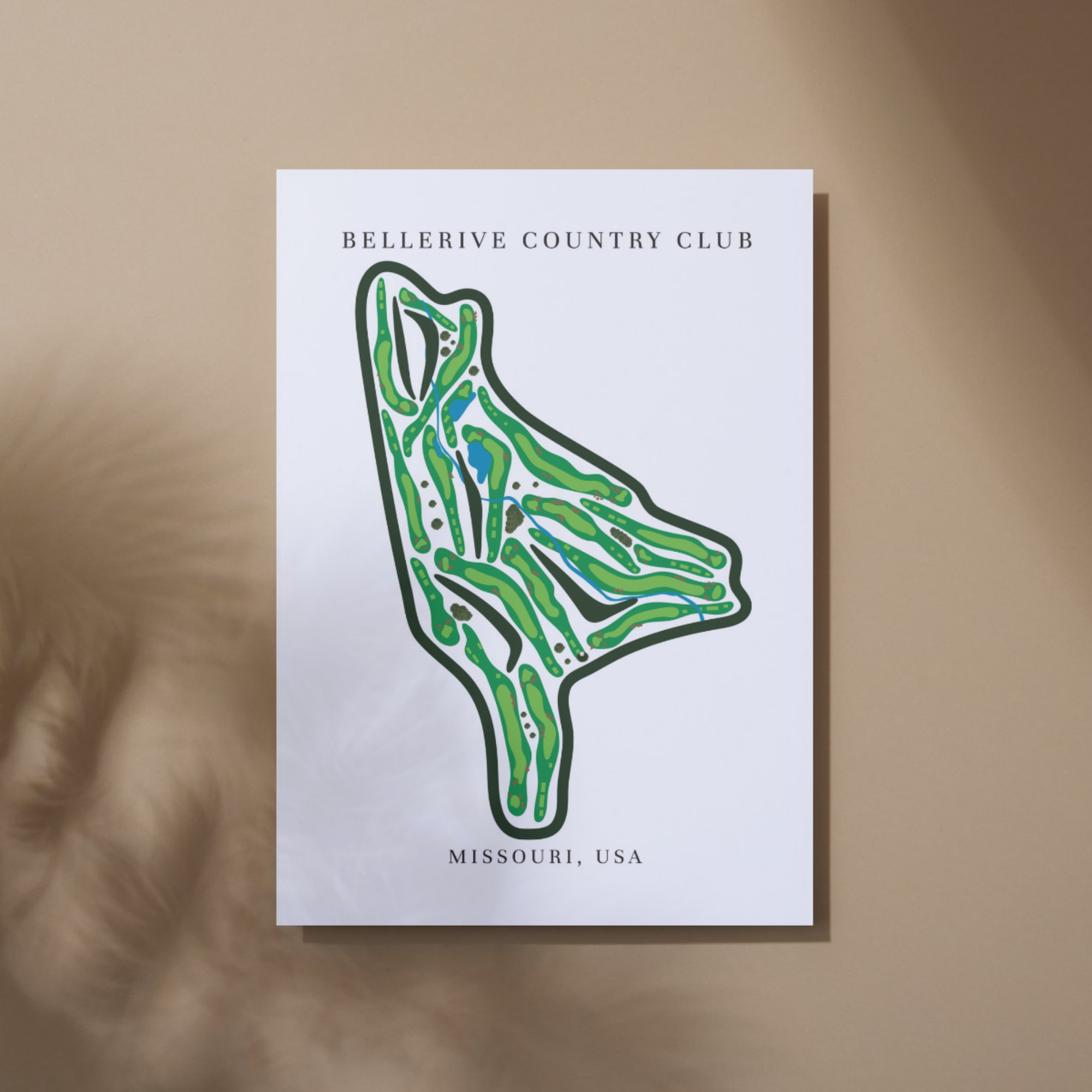 Bellerive Country Club Golf Course Prints, Missouri, Golf Map Artwork