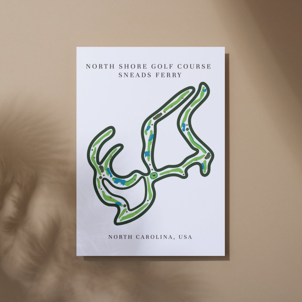 North Shore Golf Course Golf Course Prints, North Carolina, Golf Map Artwork