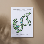 North Shore Golf Course Golf Course Prints, North Carolina, Golf Map Artwork