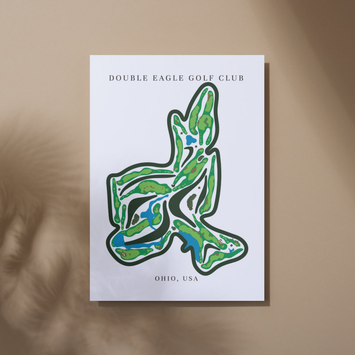 Double Eagle Golf Club Golf Course Prints, Ohio, Golf Map Artwork
