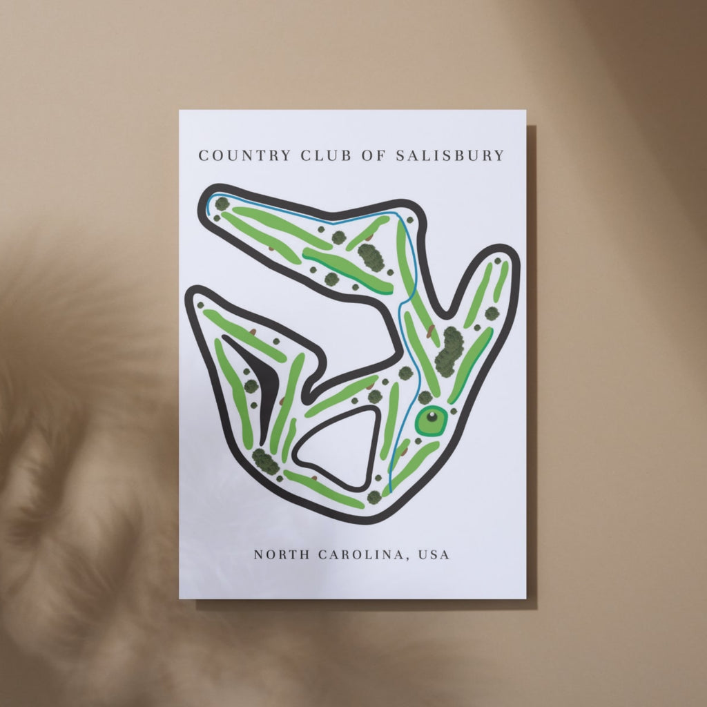 Country Club of Salisbury Golf Course Prints, North Carolina, Golf Map Artwork