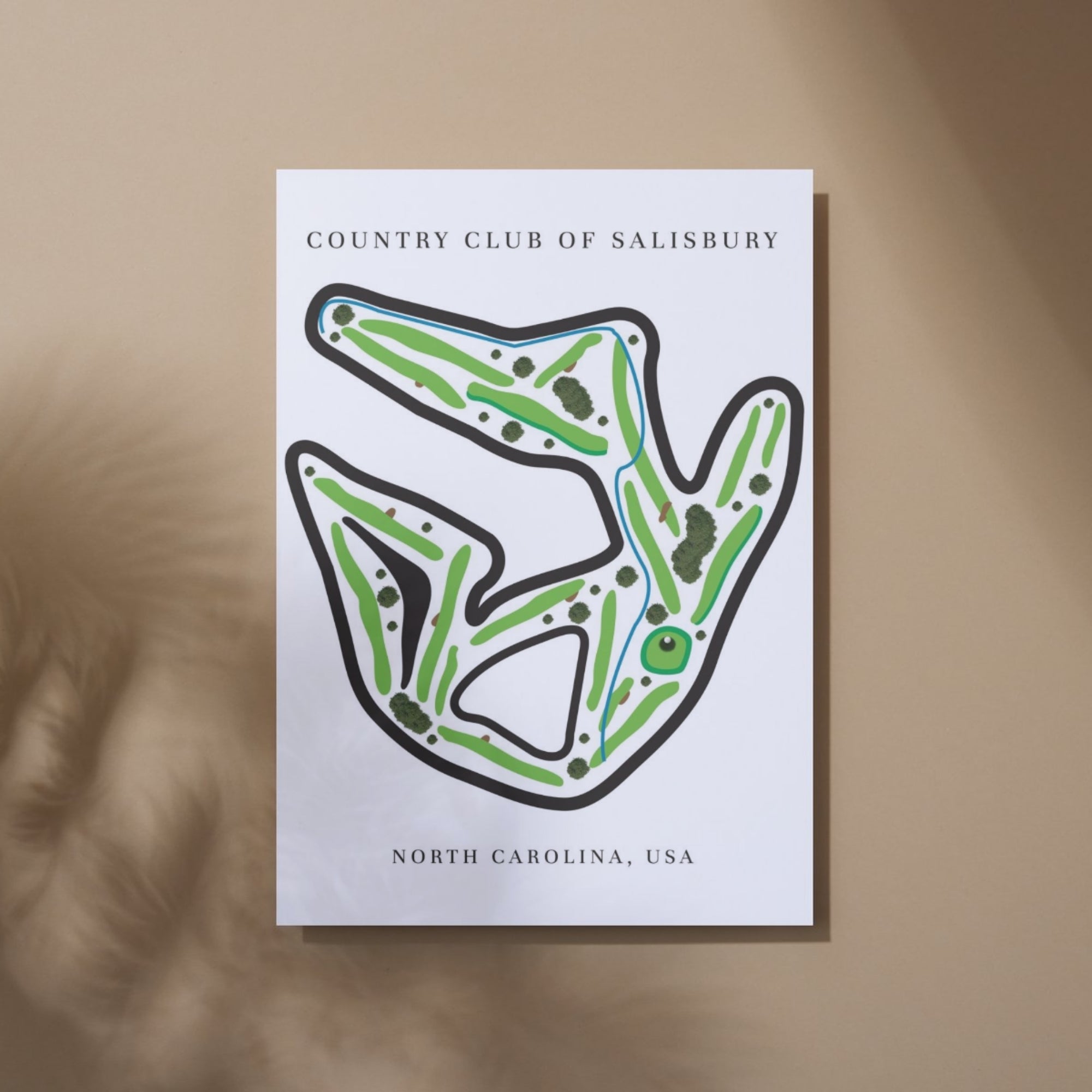 Country Club of Salisbury Golf Course Prints, North Carolina, Golf Map Artwork