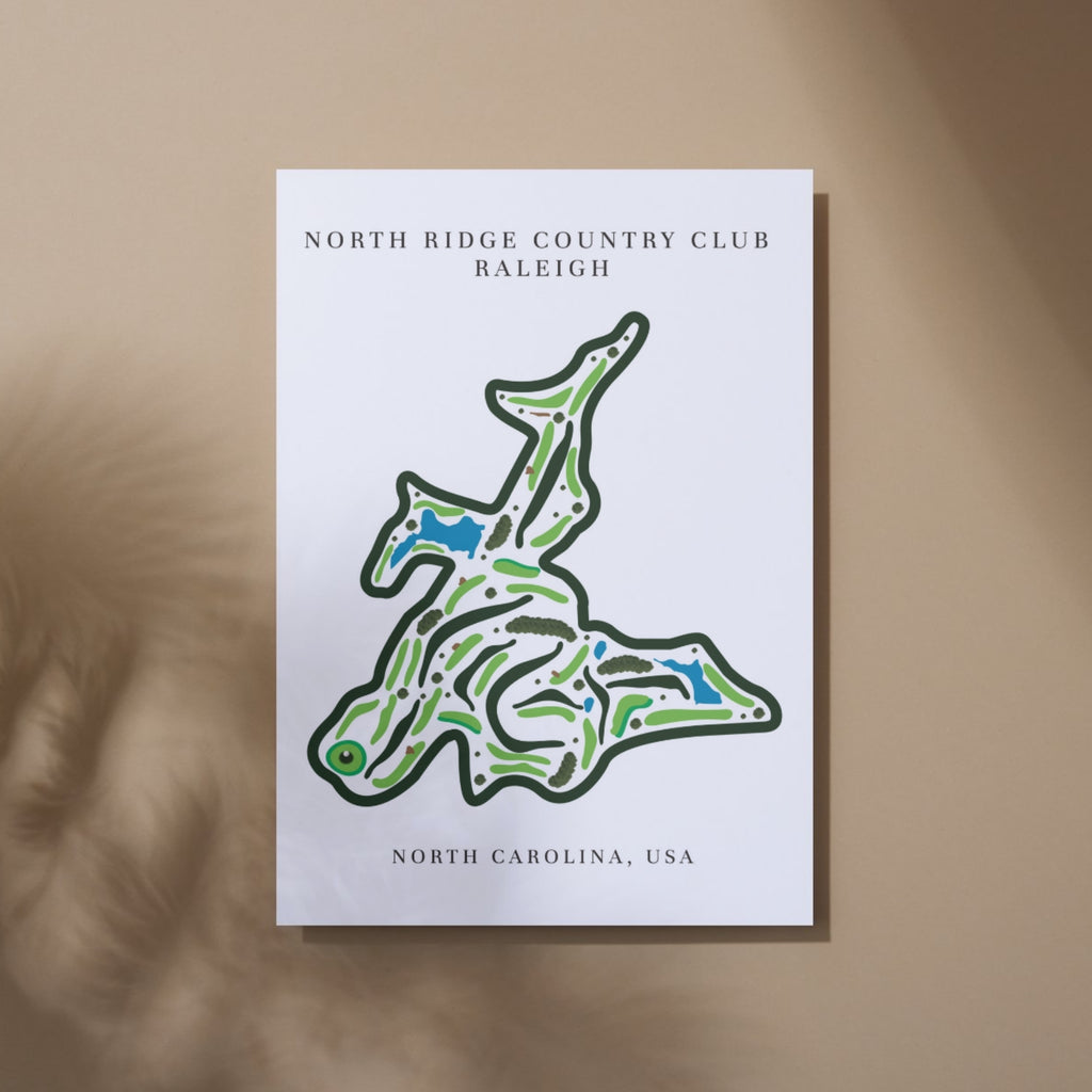 North Ridge Country Club Golf Course Print, North Carolina, Golf Map Artworks