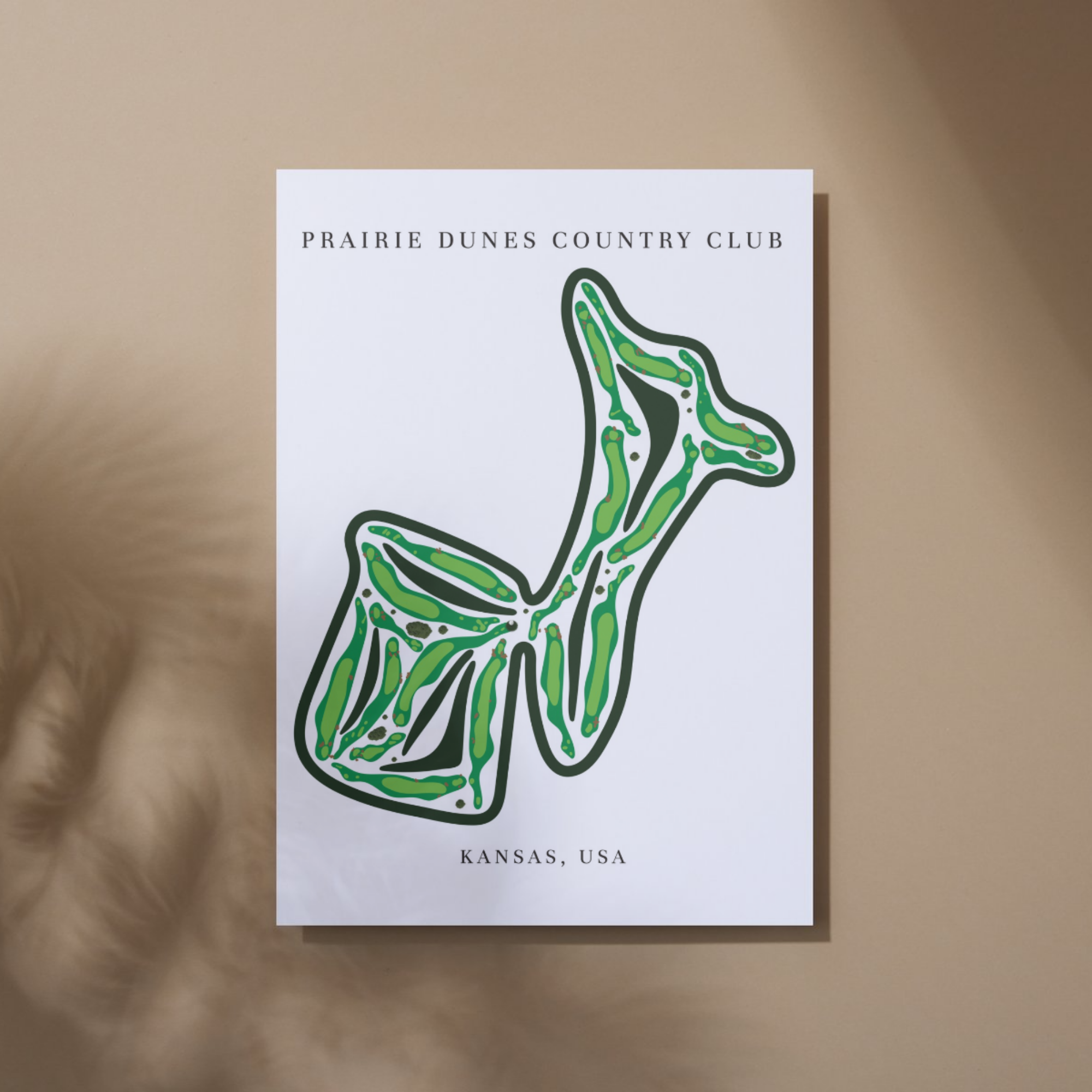Prairie Dunes Country Club Golf Course Prints, Kansas, Golf Map Artwork