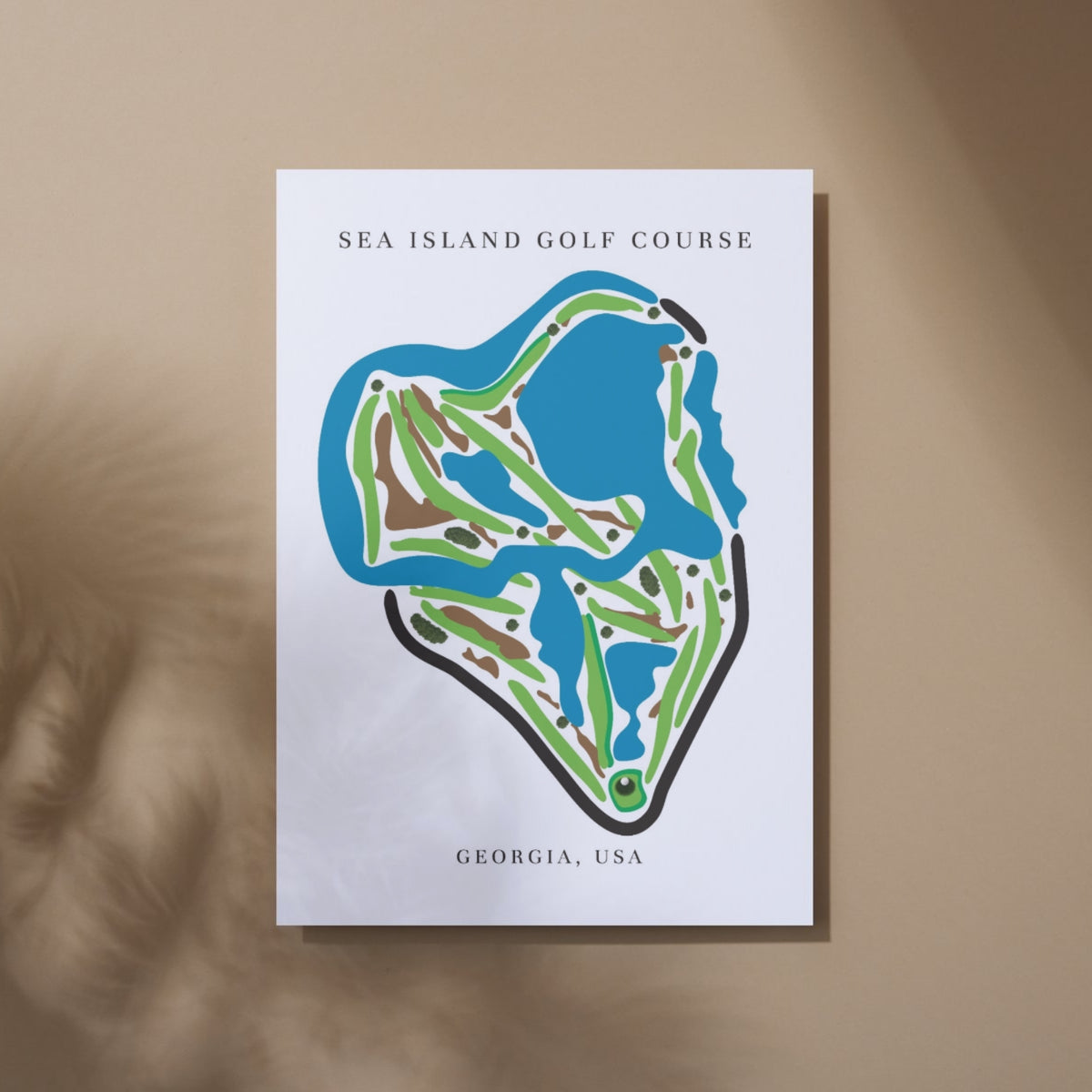 Sea Island Golf Course Prints, Georgia, Golf Map Artwork