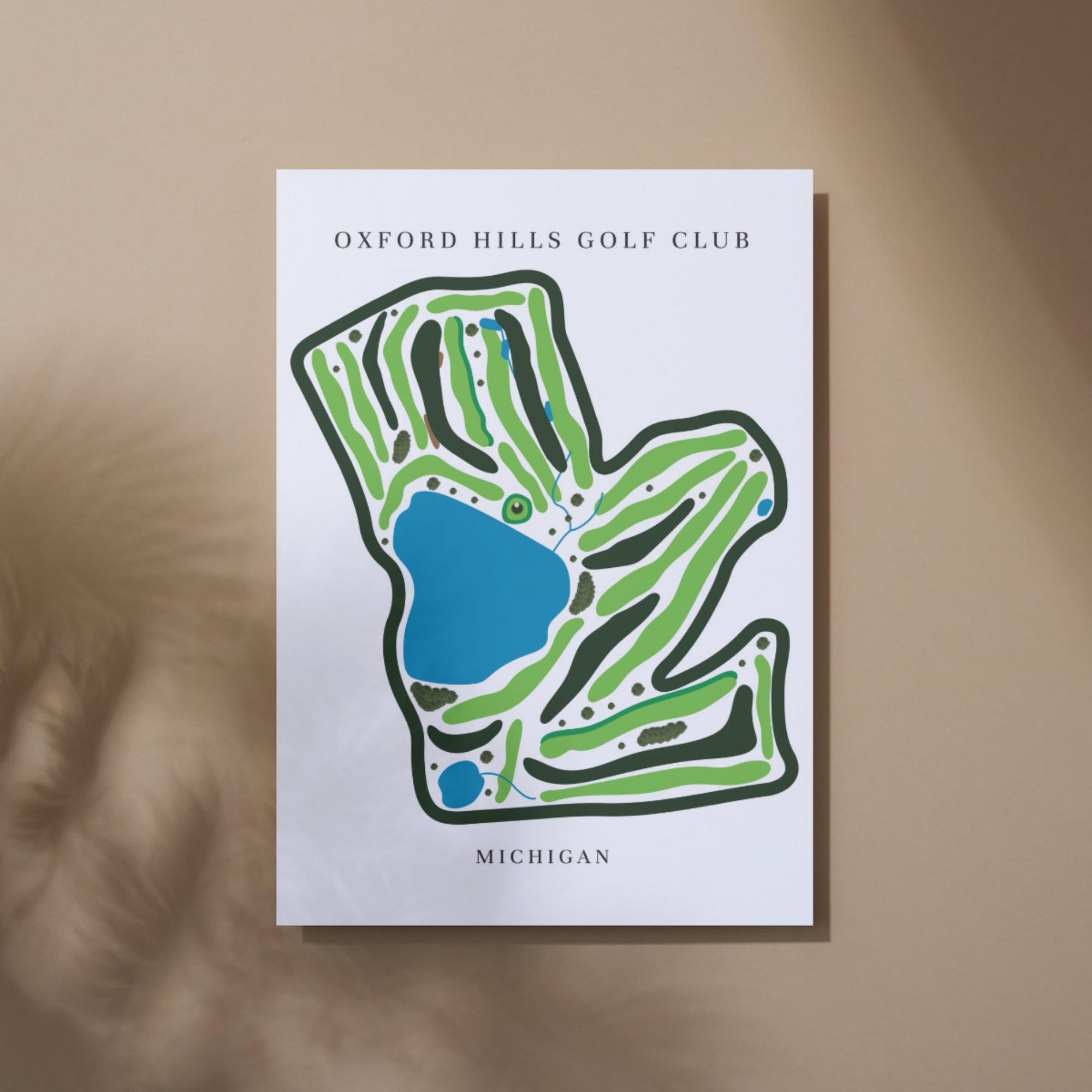Oxford Hills Golf Club Golf Course Prints, Michigan, Golf Map Artwork
