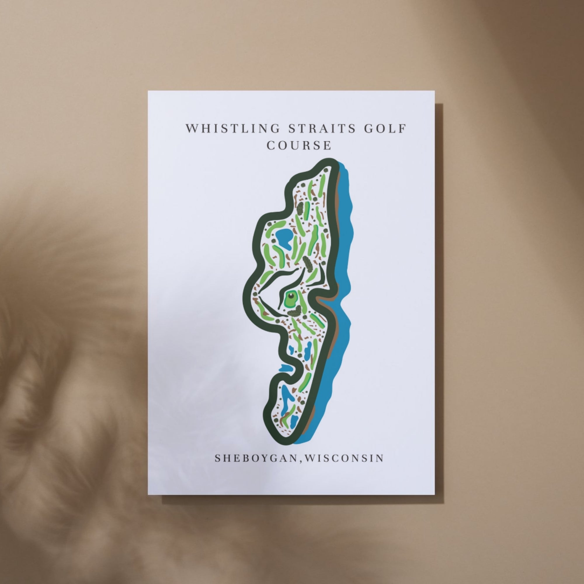 Whistling Straits Golf Course Print, Wisconsin, Golf Map Artworks
