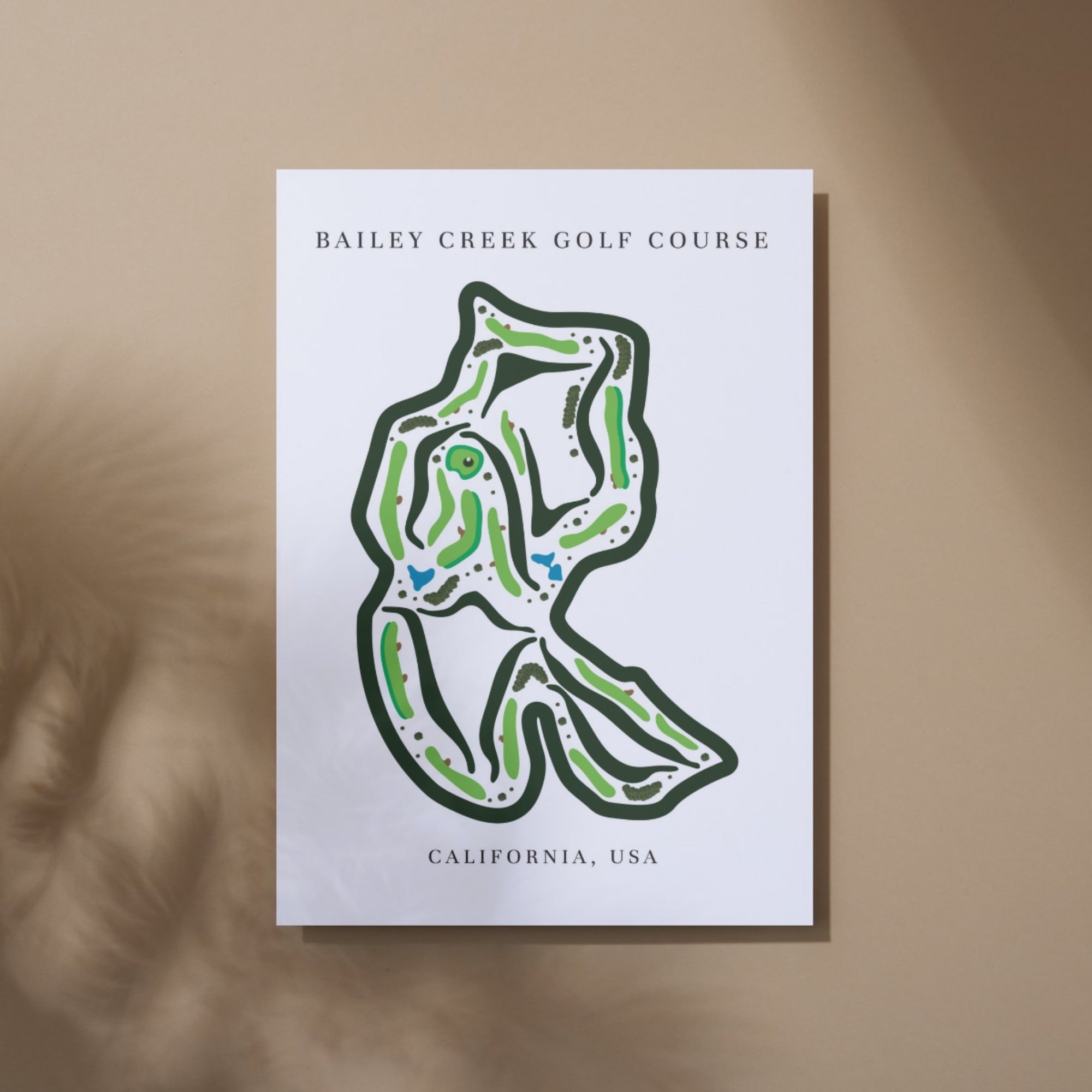 Bailey Creek Golf Course Print, California, Golf Map Artworks