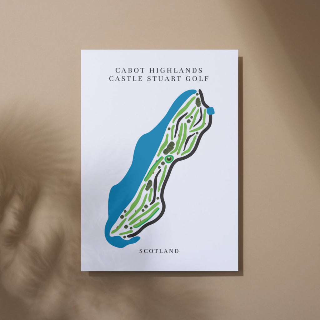 Cabot Highlands Castle Stuart Golf Course Prints, Scotland, Golf Map Artwork