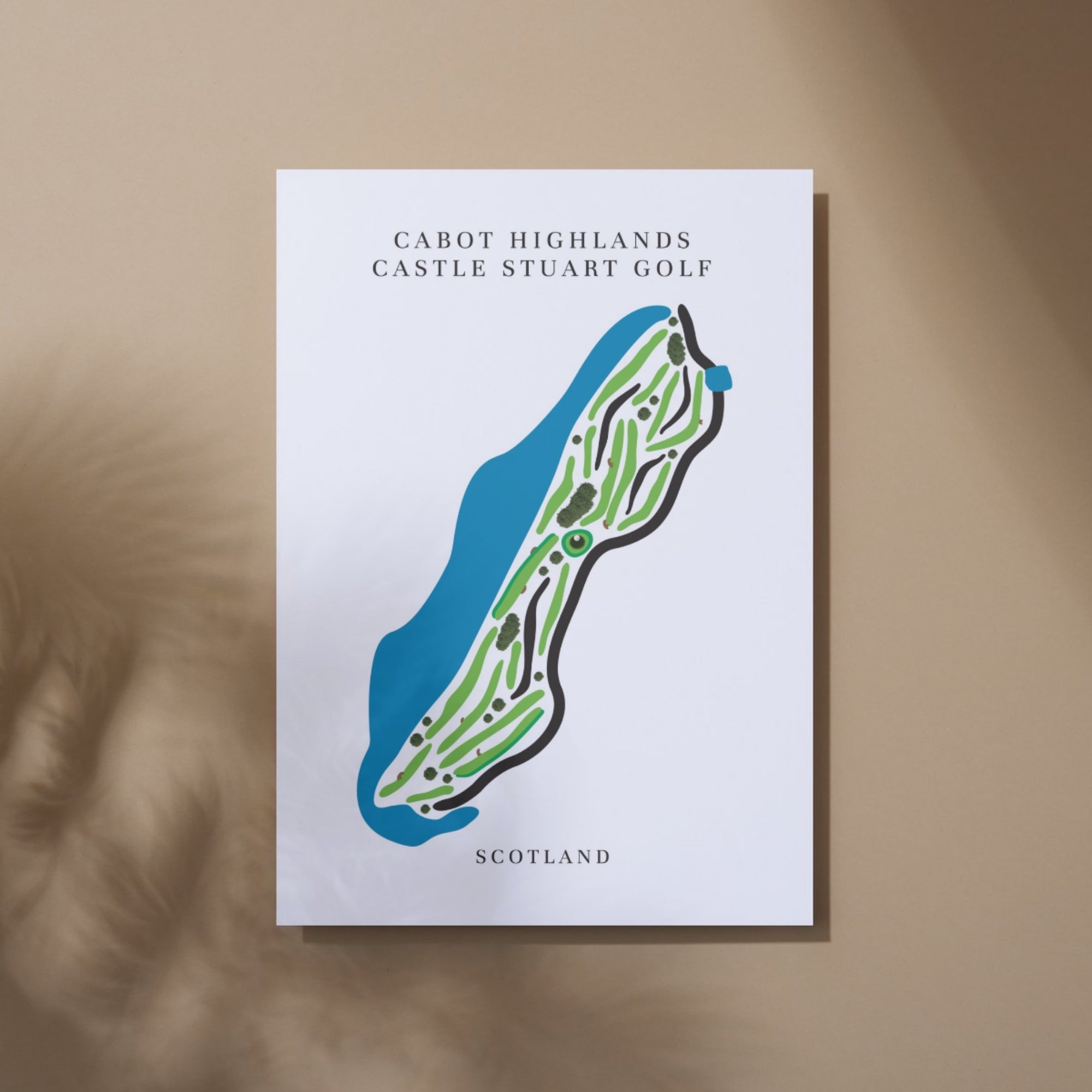 Cabot Highlands Castle Stuart Golf Course Prints, Scotland, Golf Map Artwork