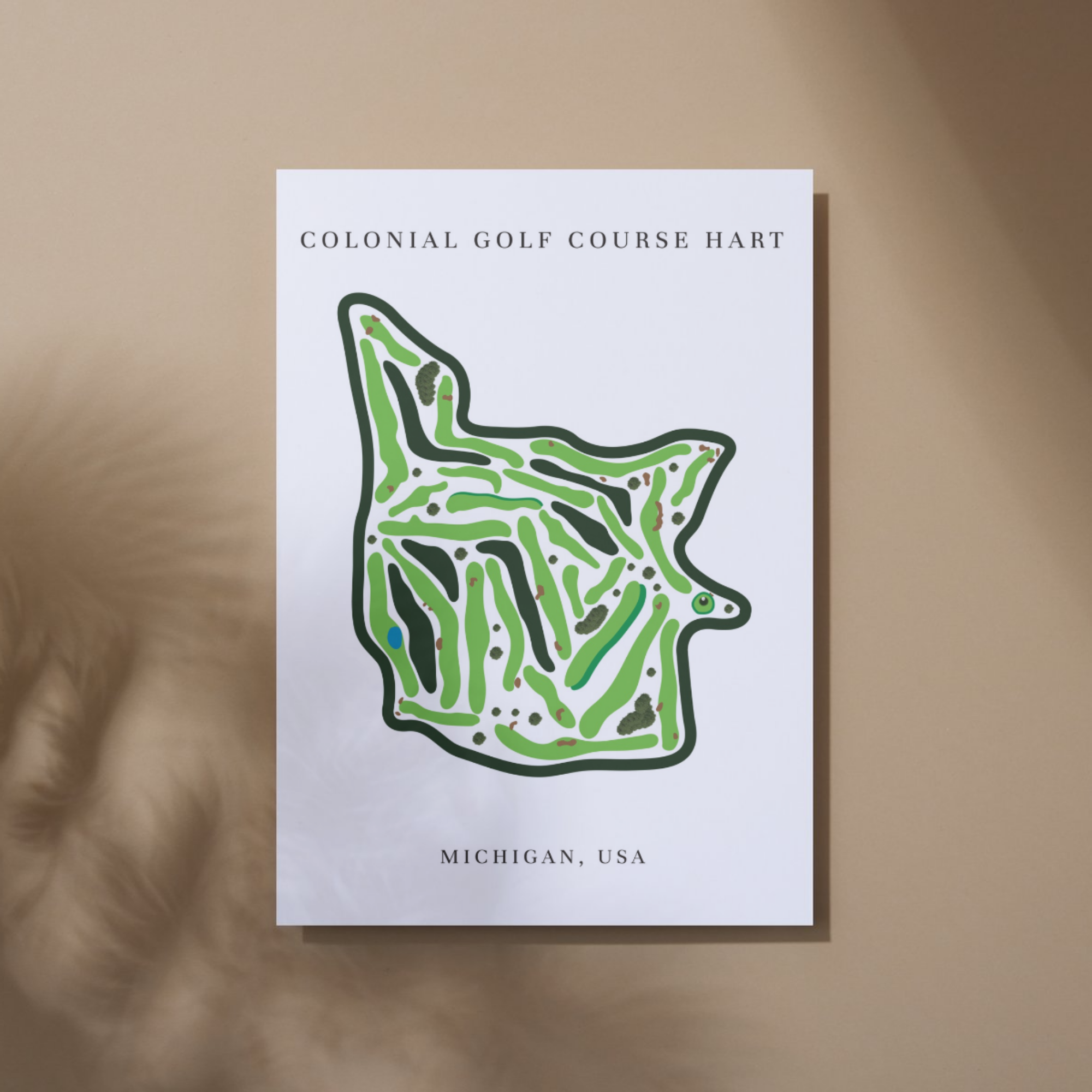 Colonial Golf Course Golf Course Prints, Michigan, Golf Map Artwork