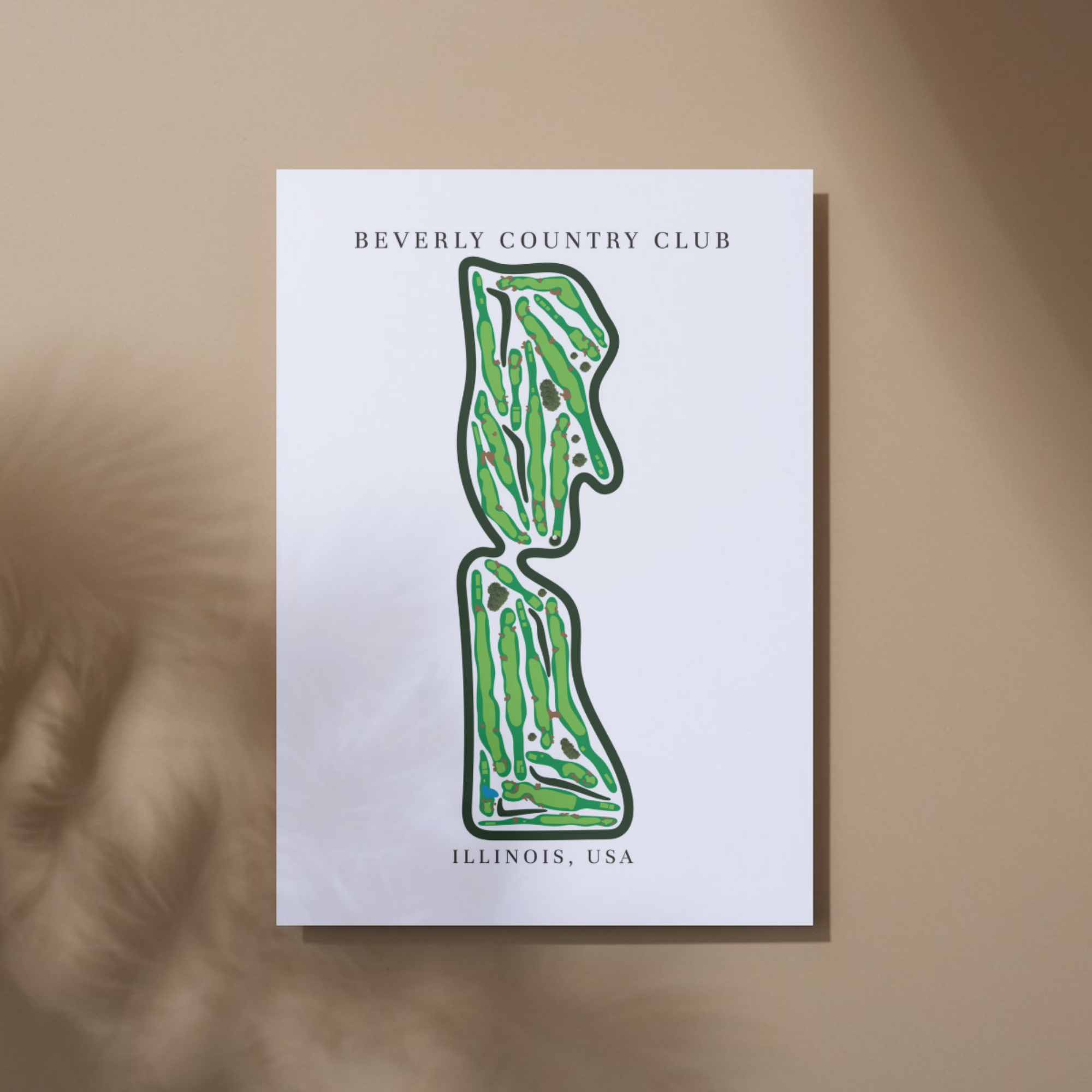 Beverly Country Club Golf Course Prints, Illinois, Golf Map Artwork