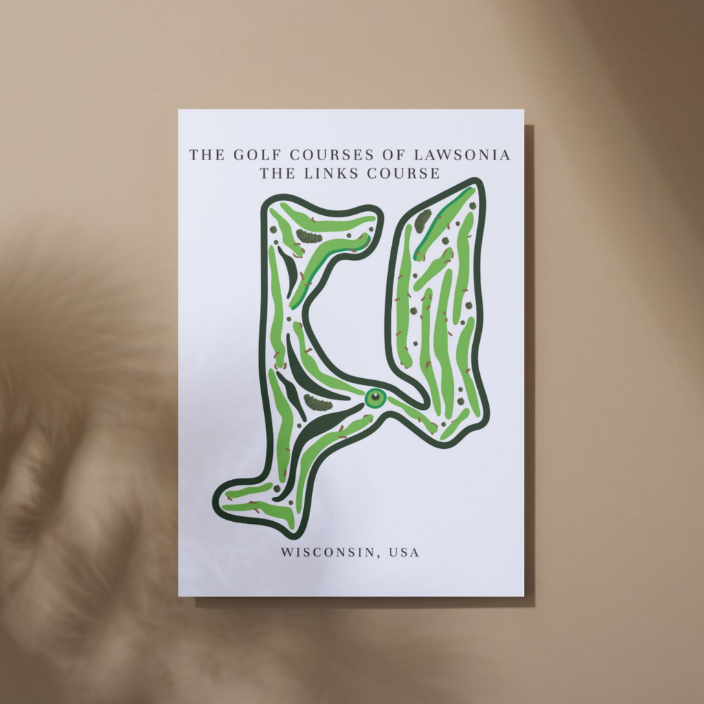The Golf Courses of Lawsonia The Links Course Golf Course Prints, Wisconsin, Golf Map Artwork