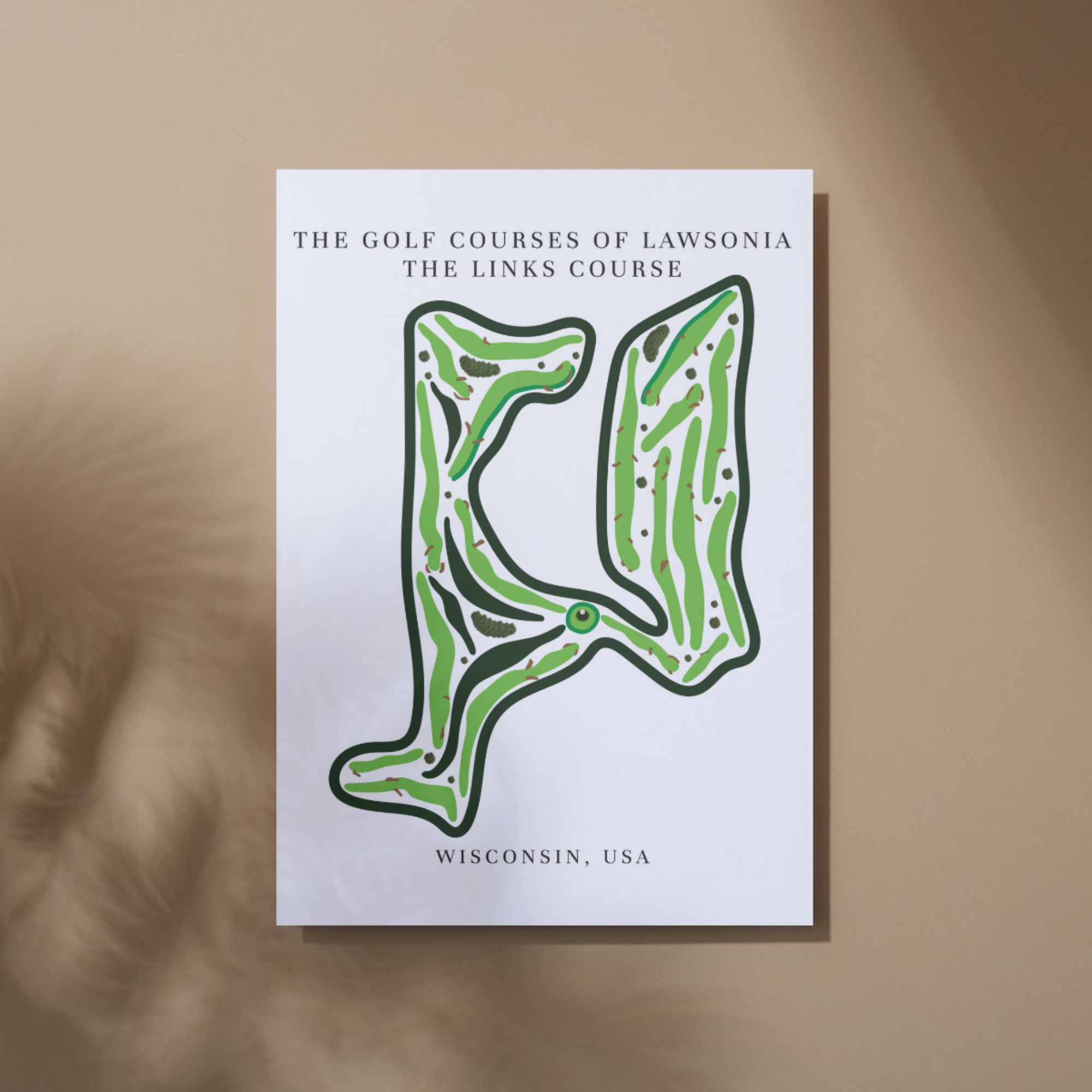 The Golf Courses of Lawsonia The Links Course Golf Course Prints, Wisconsin, Golf Map Artwork