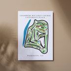 Chambers Bay Golf Course Prints, Washington, Golf Map Artwork
