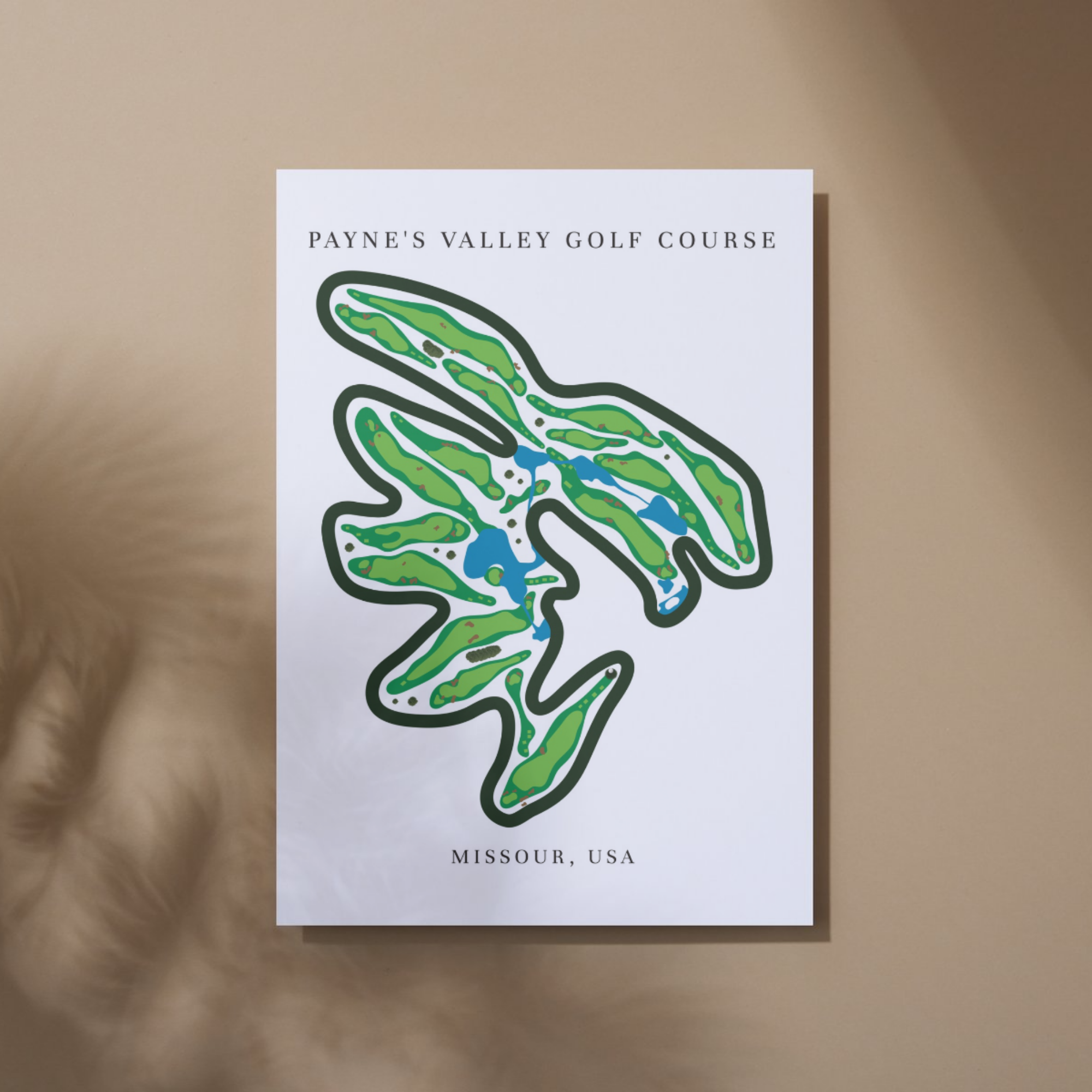 Payne's Valley Golf Course Prints, Missouri, Golf Map Artwork