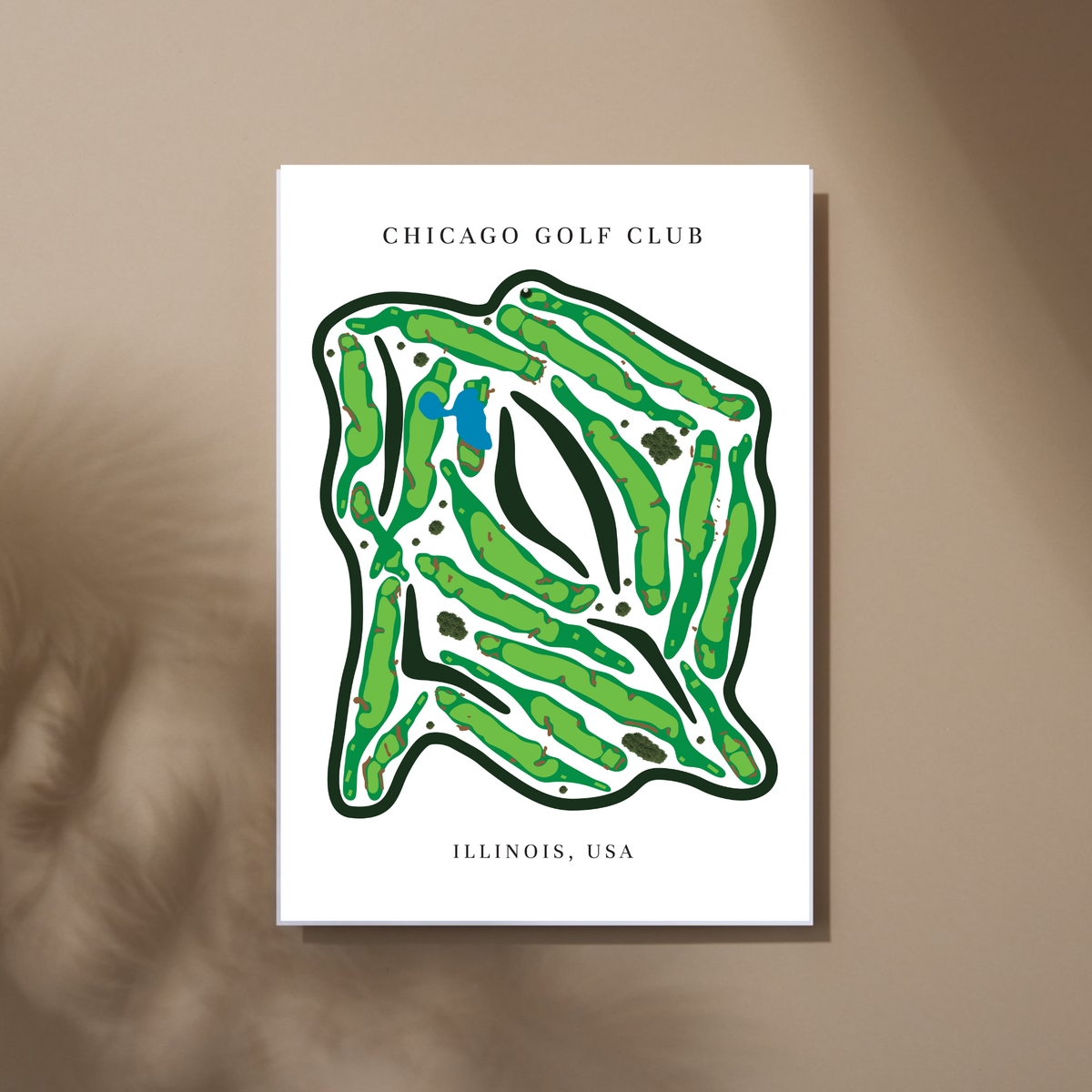 Chicago Golf Club Golf Course Prints, Illinois, Golf Map Artwork