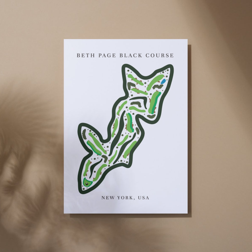 Beth Page Black Golf Course Print, New York, Golf Map Artworks