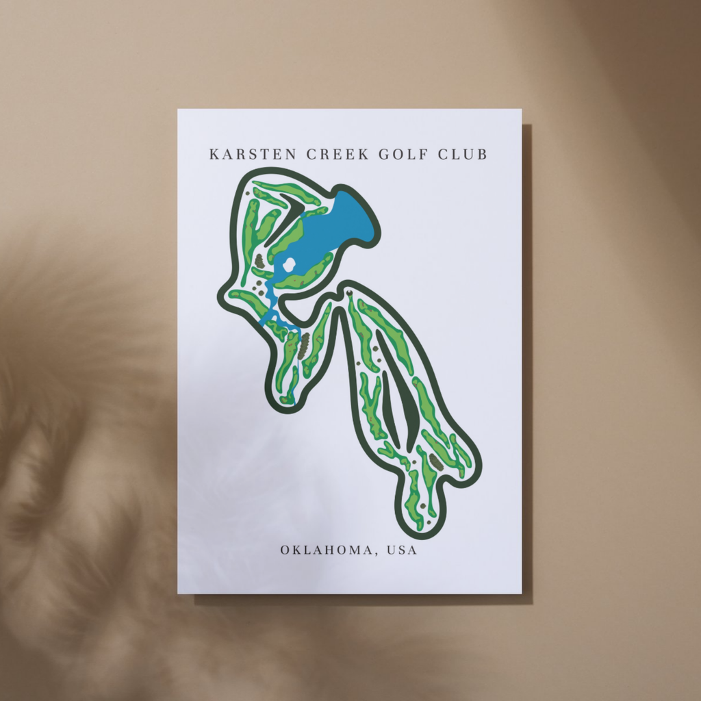 Karsten Creek Golf Club Golf Course Prints, Oklahoma, Golf Map Artwork