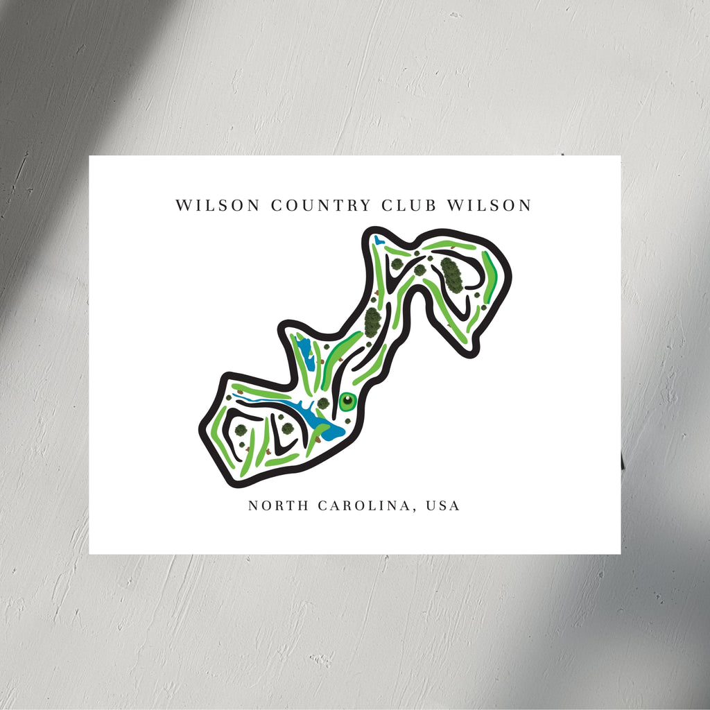 Wilson Country Club Golf Course Prints, North Carolina, Golf Map Artwork