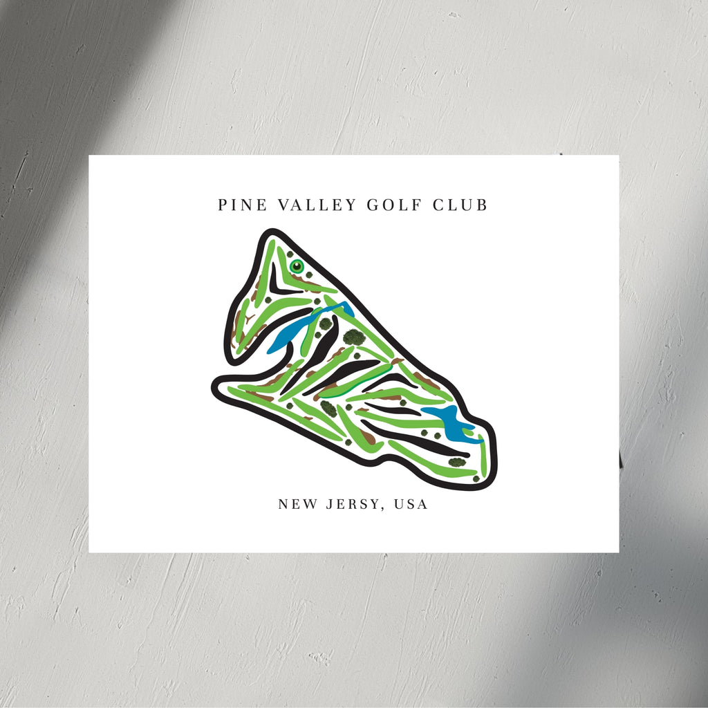 Pine Valley Golf Club Golf Course Prints, New Jersey, Golf Map Artwork