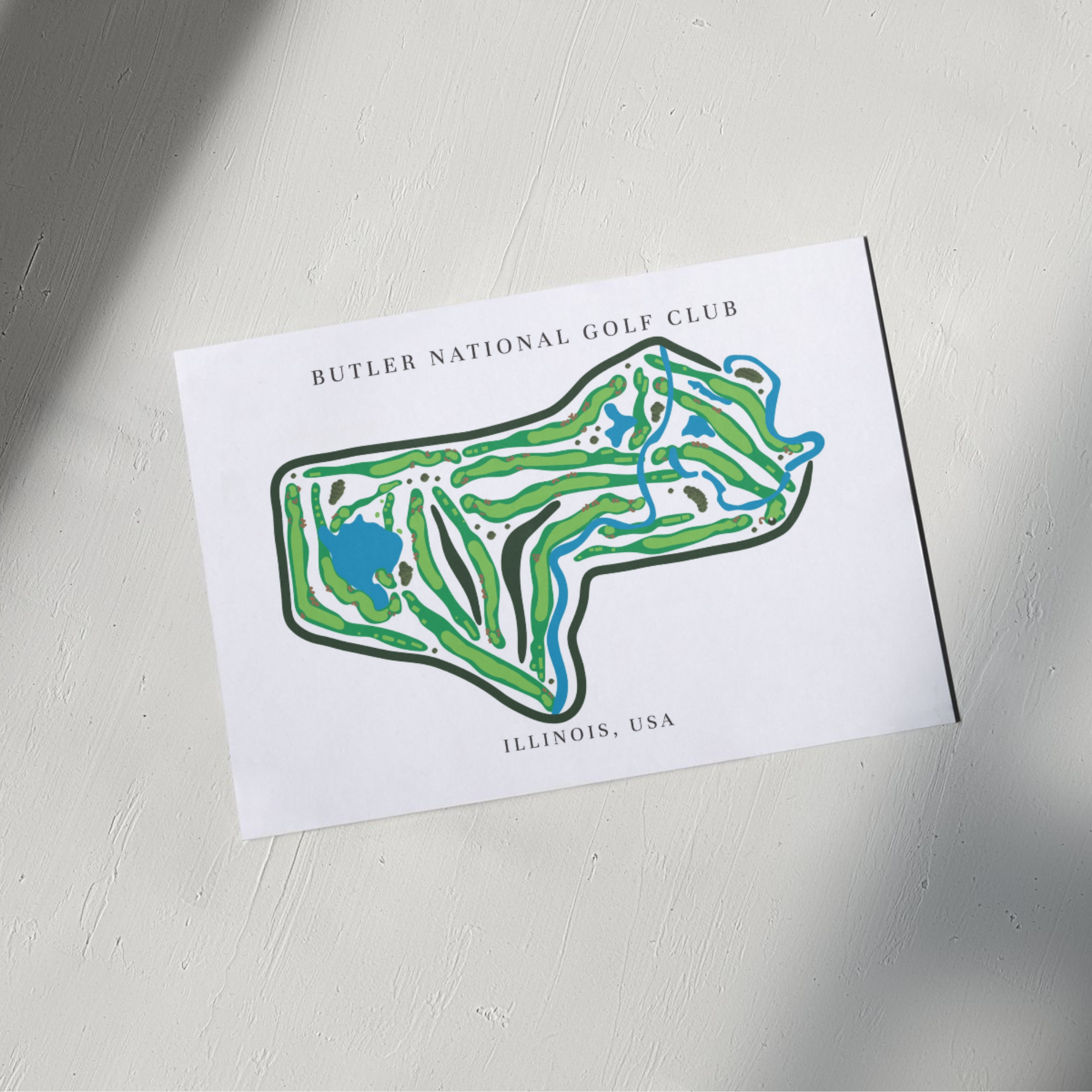 Butler National Golf Club Golf Course Prints, Illinois, Golf Map Artwork