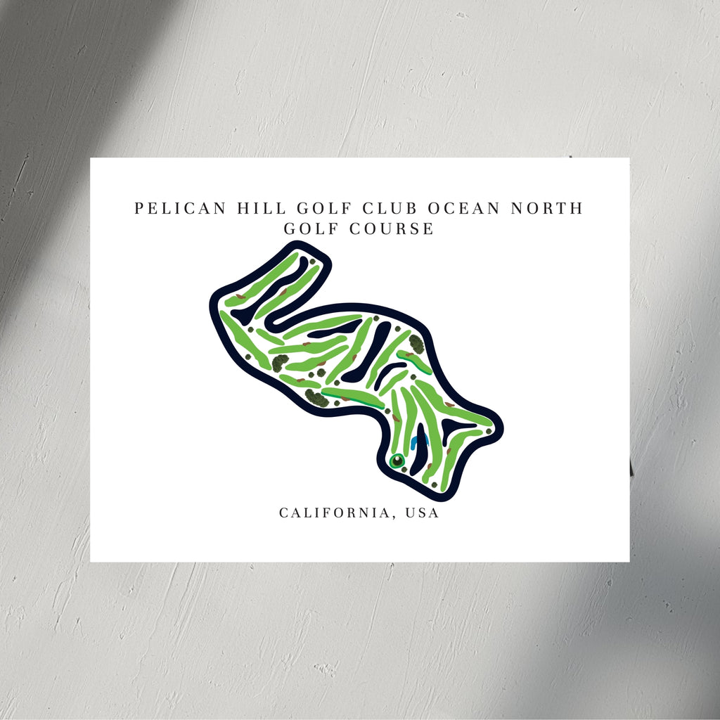 Pelican Hill Golf Club Ocean North Golf Course Prints, California, Golf Map Artwork