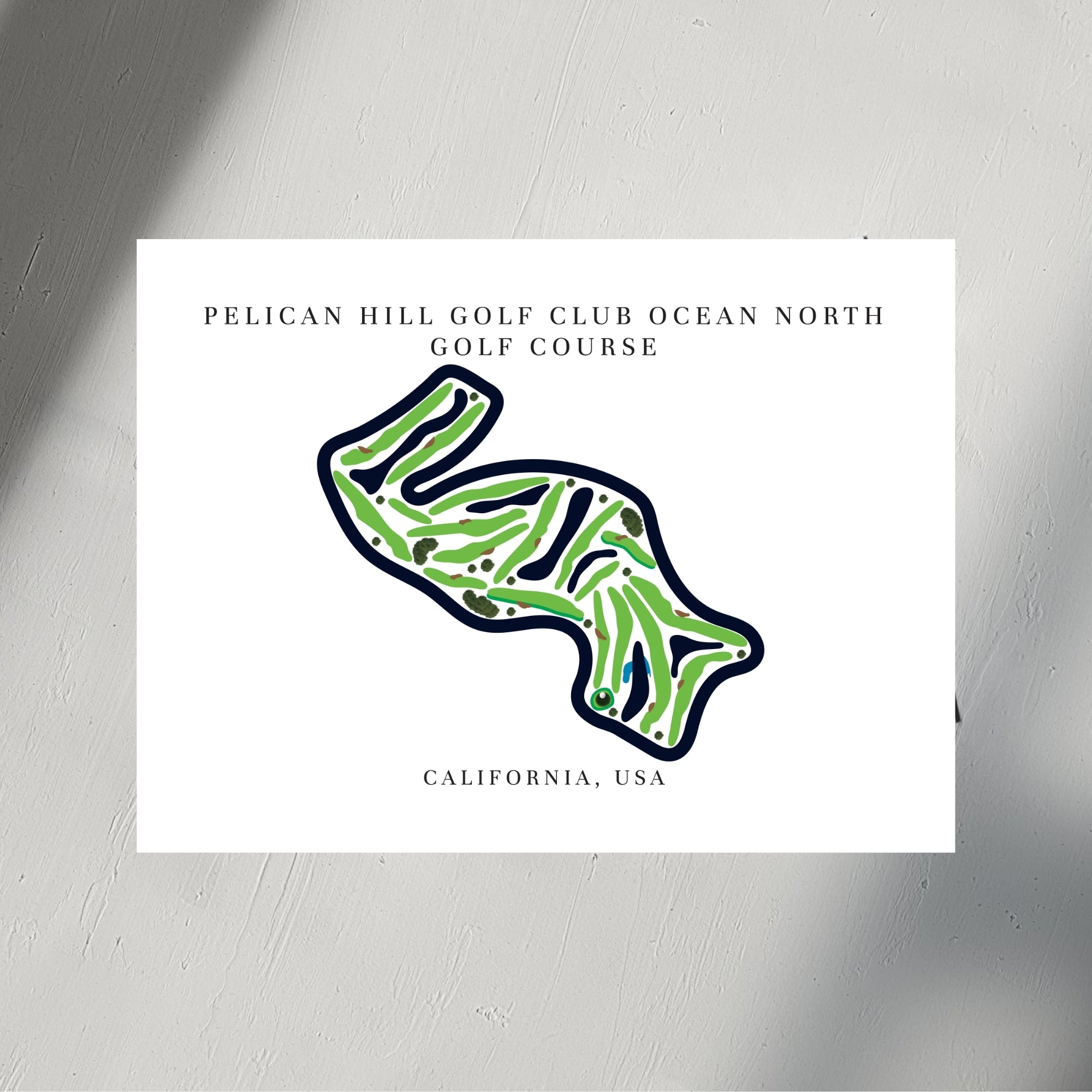 Pelican Hill Golf Club Ocean North Golf Course Prints, California, Golf Map Artwork