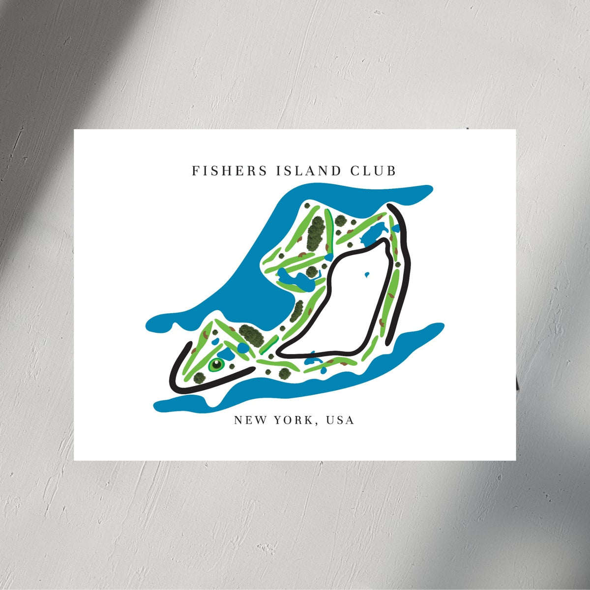 Fishers Island Club Golf Course Prints, New York, Golf Map Artwork