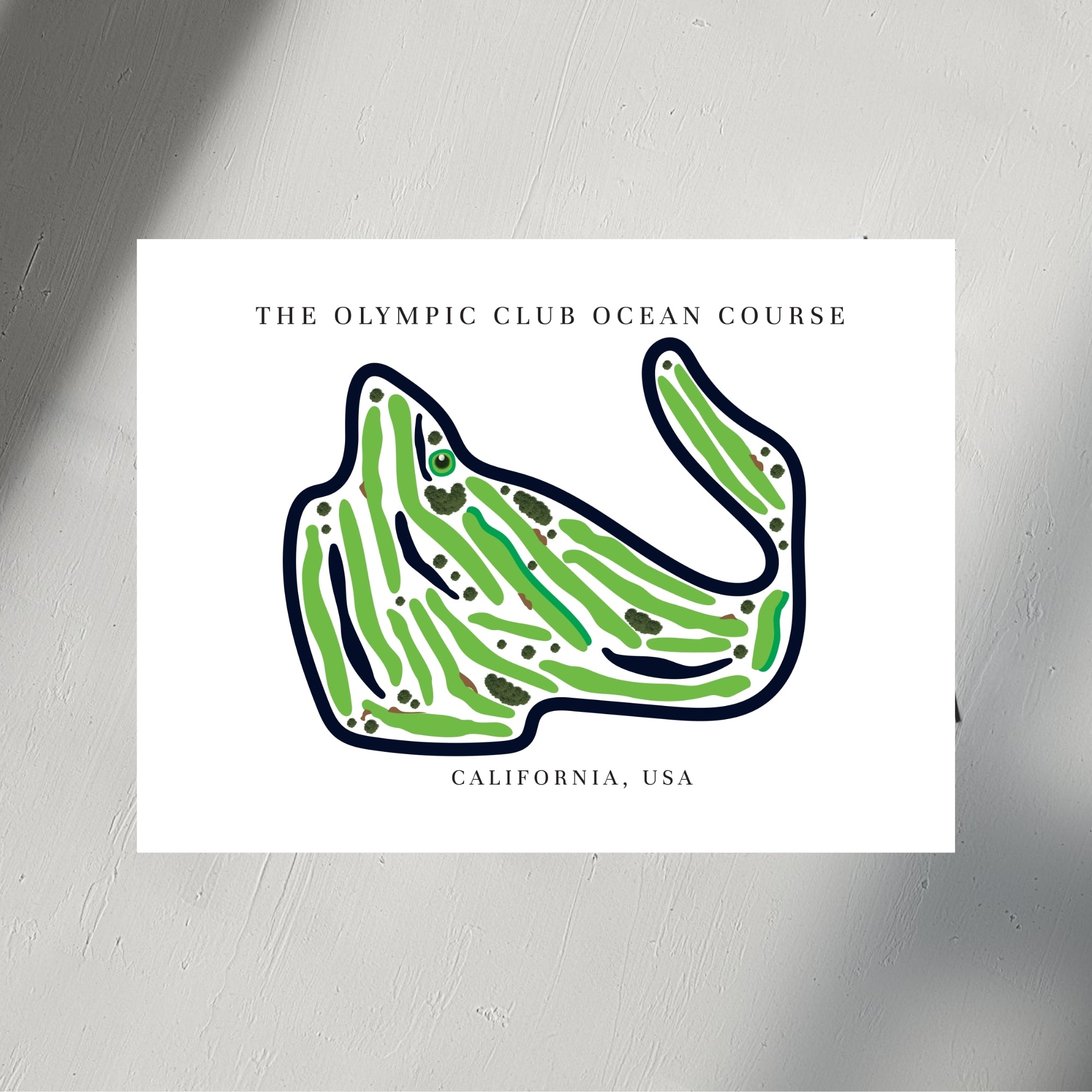 The Olympic Club Ocean Course Golf Course Prints, California, Golf Map Artwork