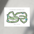 El Macero Country Club Golf Course Prints, California, Golf Map Artwork