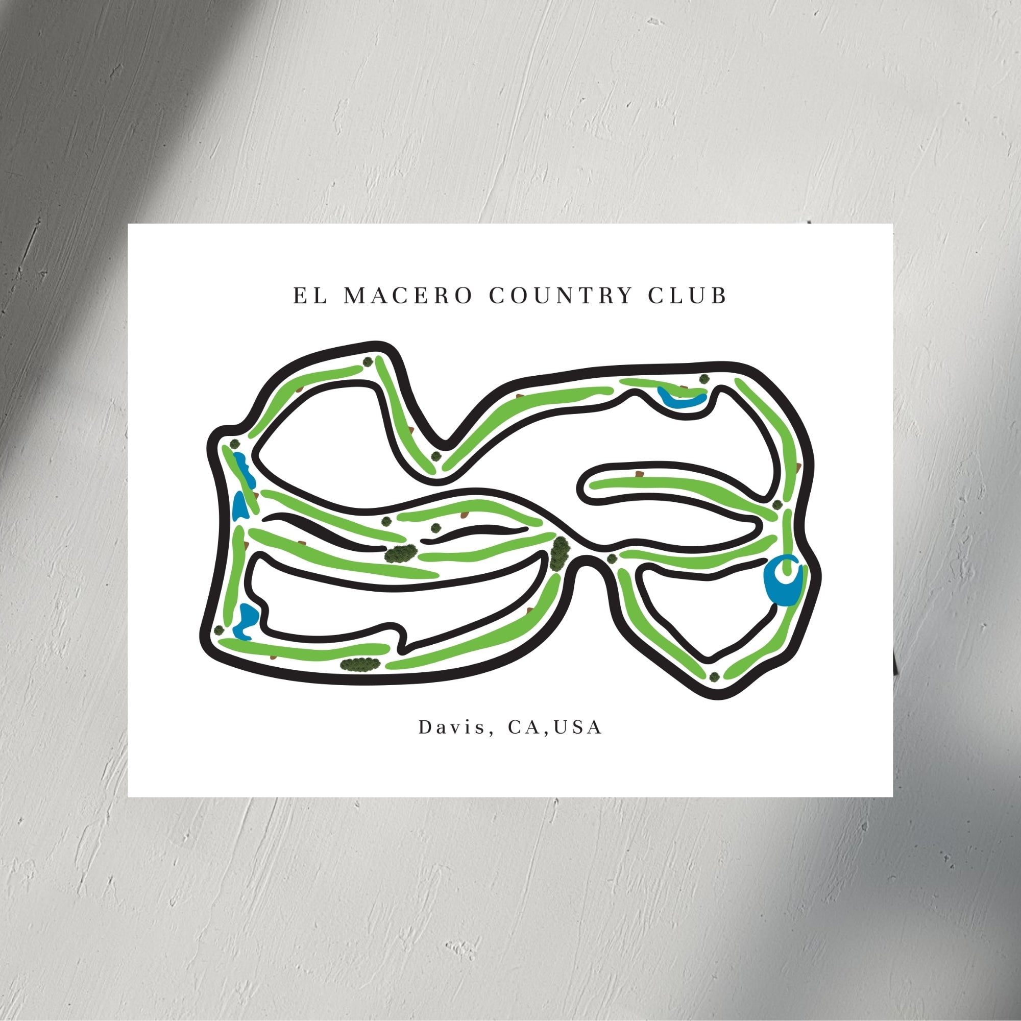 El Macero Country Club Golf Course Prints, California, Golf Map Artwork