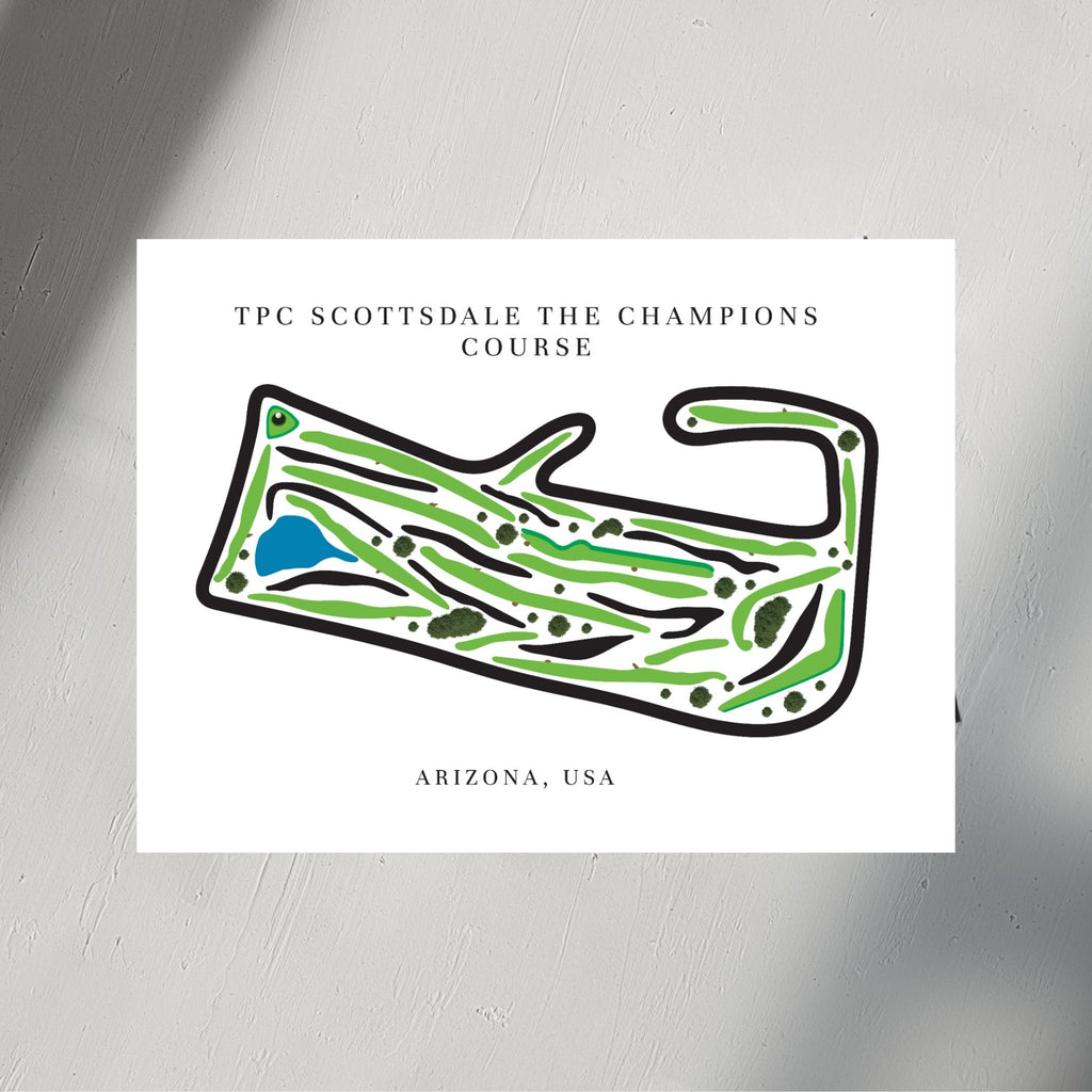 TPC Scottsdale The Champions Course Golf Course Prints, Arizona, Golf Map Artwork