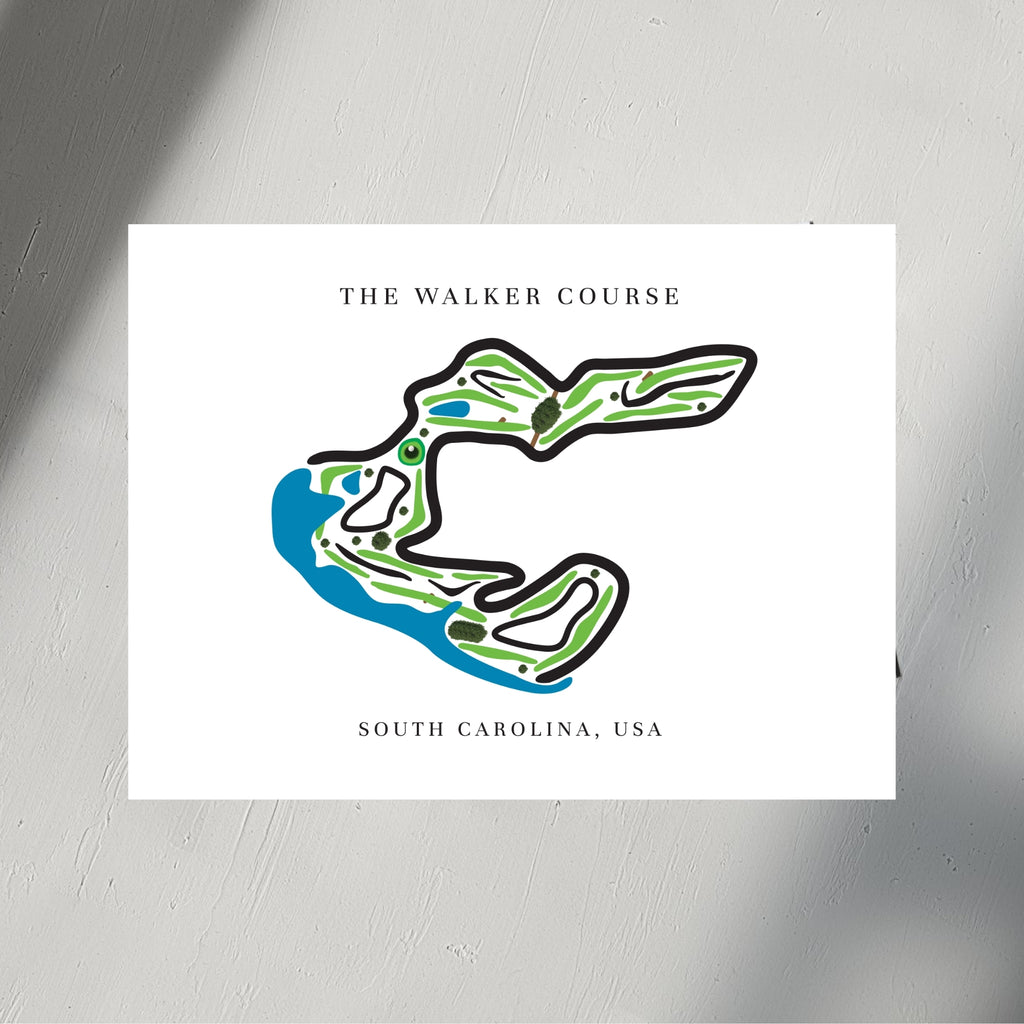 The Walker Course Golf Course Prints, South Carolina, Golf Map Artwork