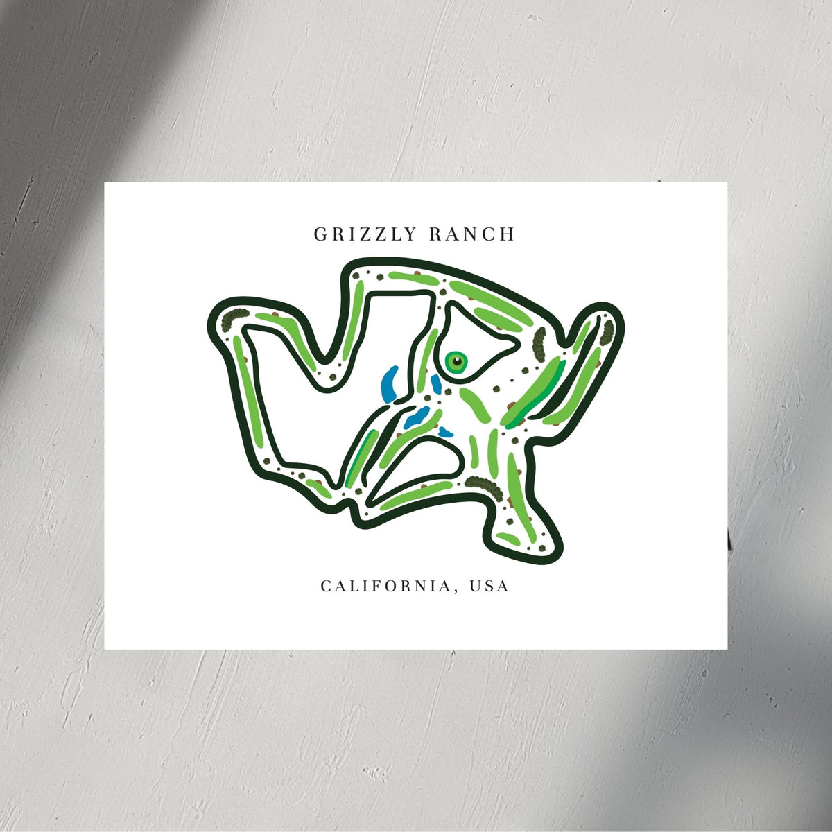 Grizzly Ranch Golf Course Print California, Golf Map Artworks