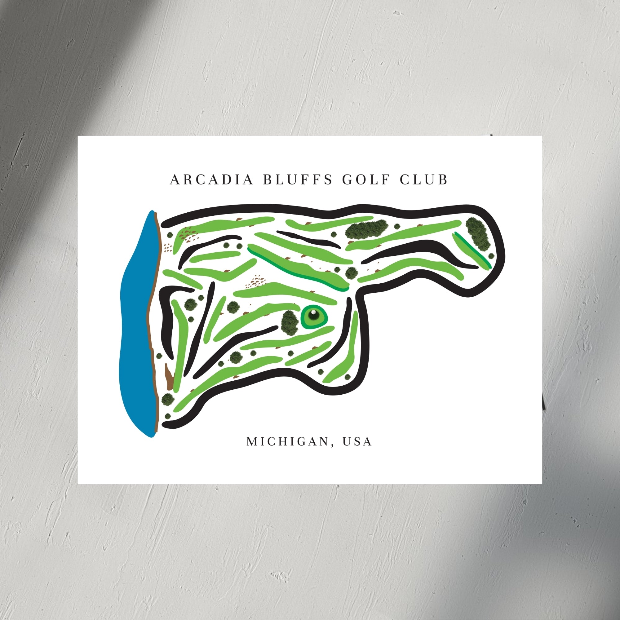 Arcadia Bluffs Golf Club Golf Course Prints, Michigan, Golf Map Artwork