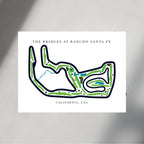 The Bridges at Rancho Santa Fe Golf Course Prints, California, Golf Map Artwork