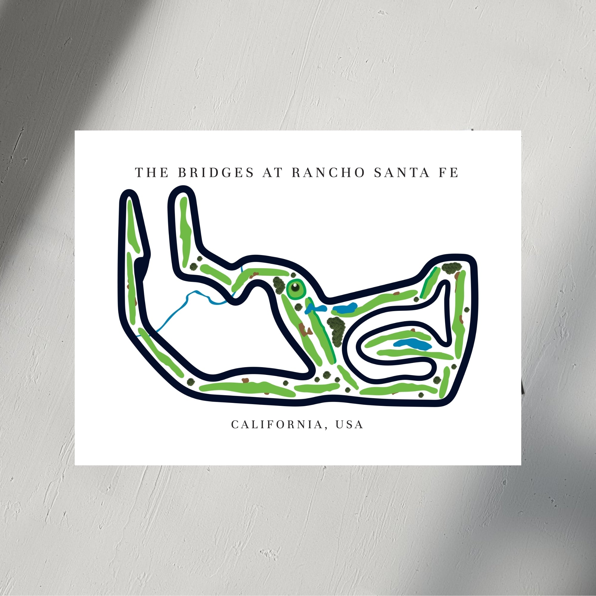 The Bridges at Rancho Santa Fe Golf Course Prints, California, Golf Map Artwork