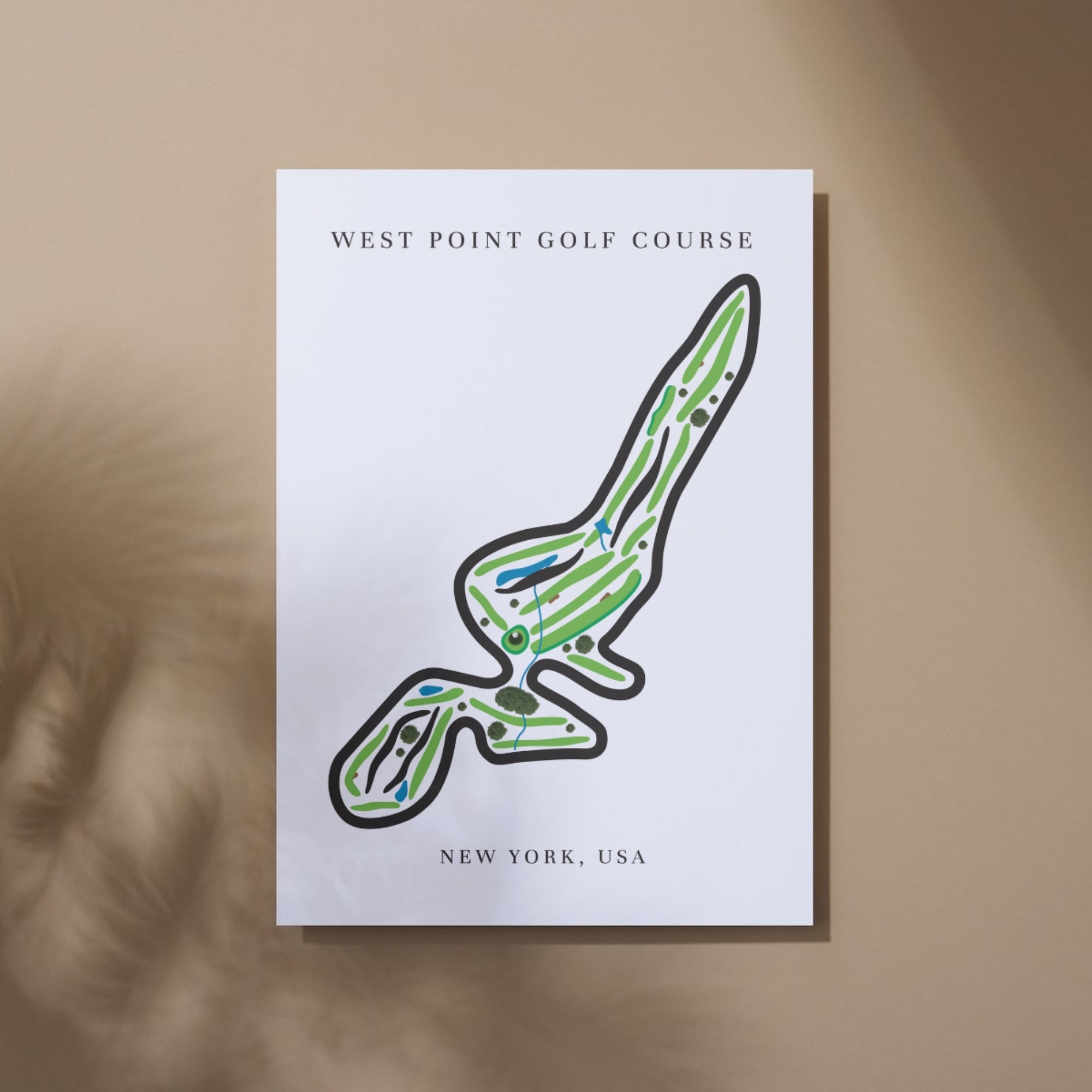 West Point Golf Course Print, New York, Golf Map Artwork