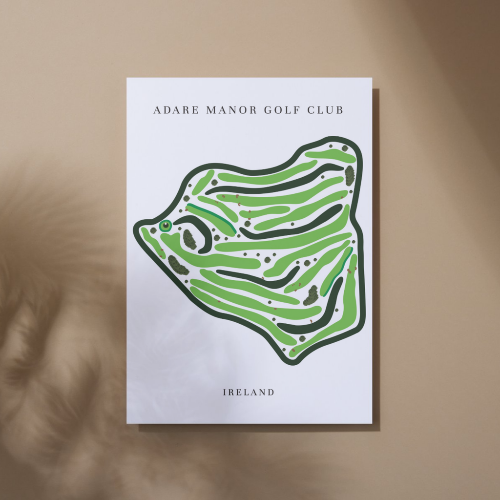 Adare Manor Golf Club, Golf Course Prints, Ireland, Golf Map Artwork