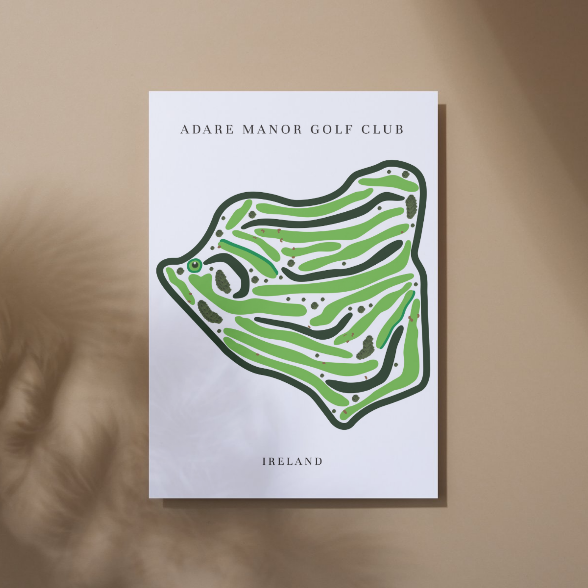 Adare Manor Golf Club, Golf Course Prints, Ireland, Golf Map Artwork