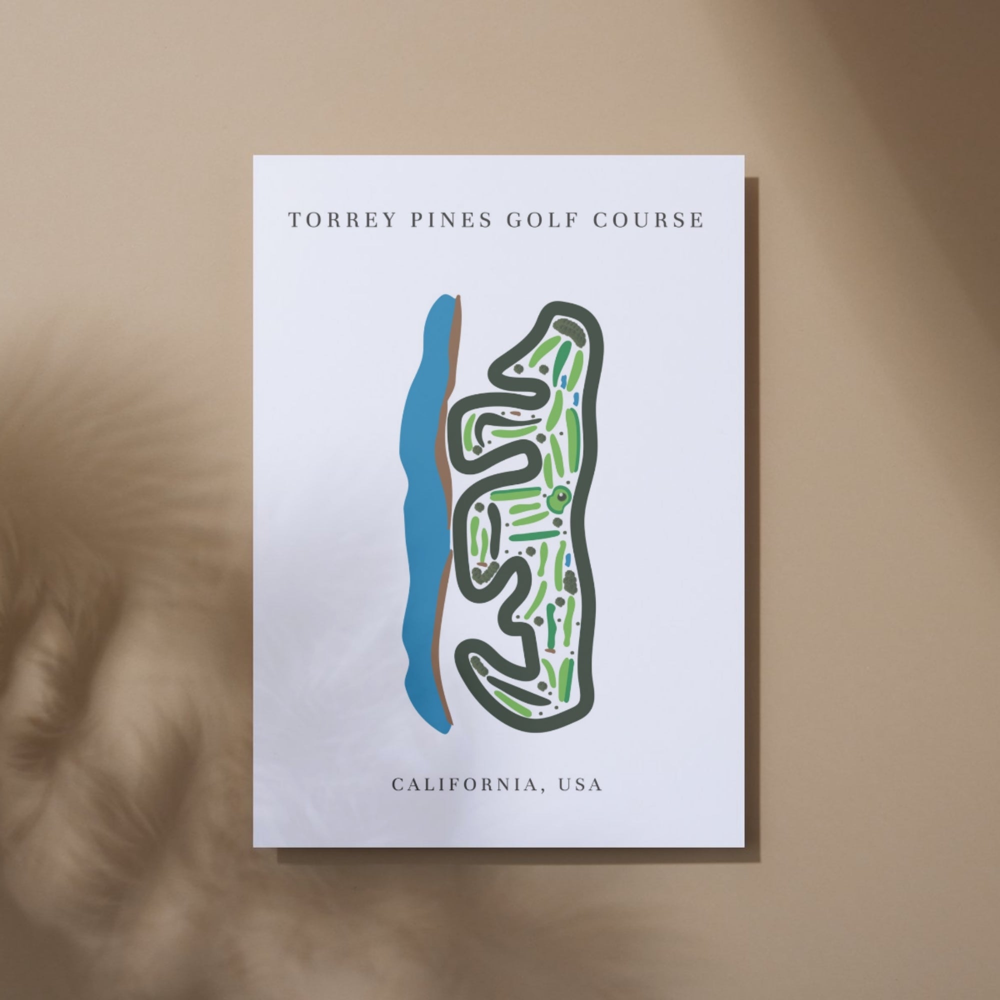 Torrey Pines Golf Course Print, California, Golf Map Artworks
