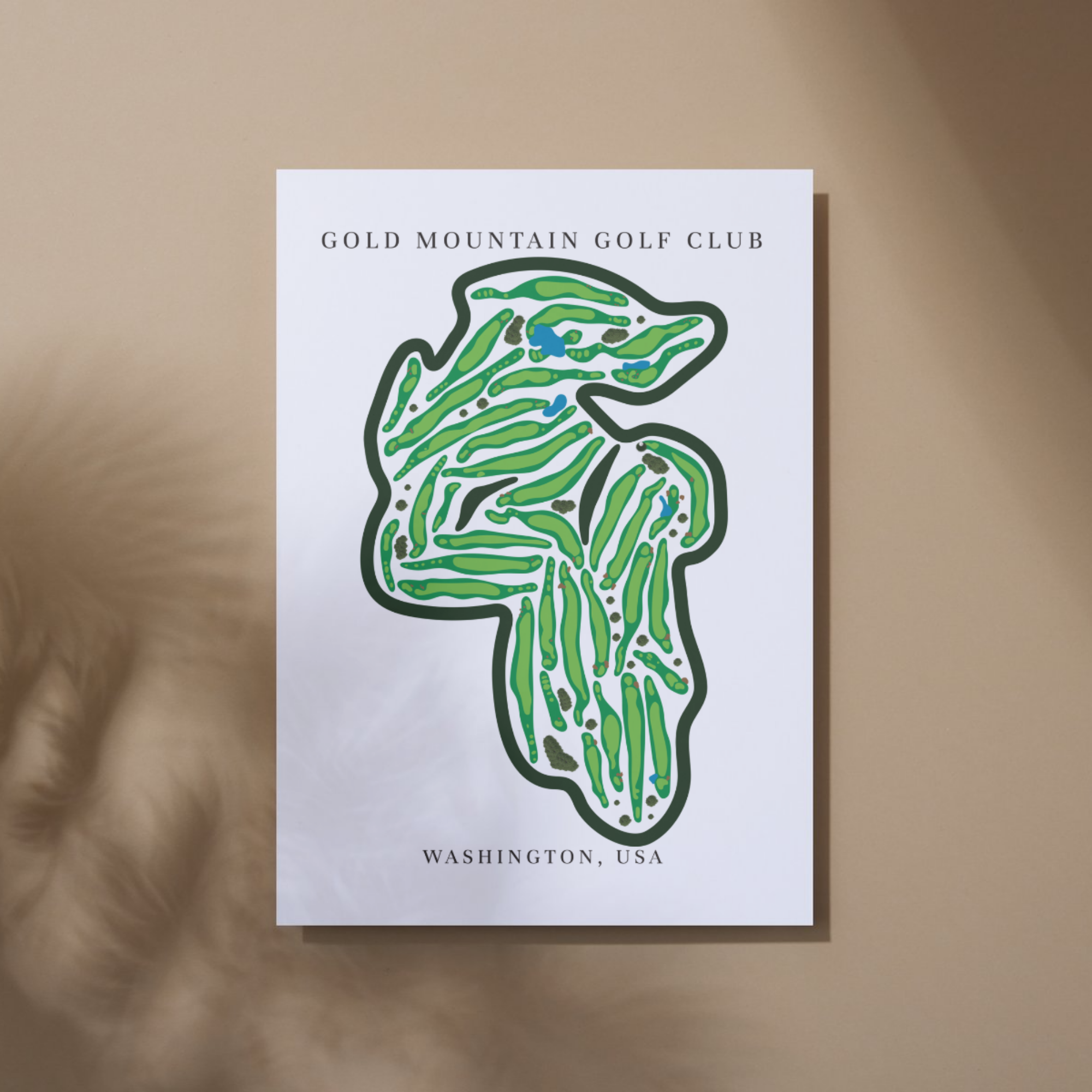 Gold Mountain Golf Club Golf Course Prints, Washington, Golf Map Artwork